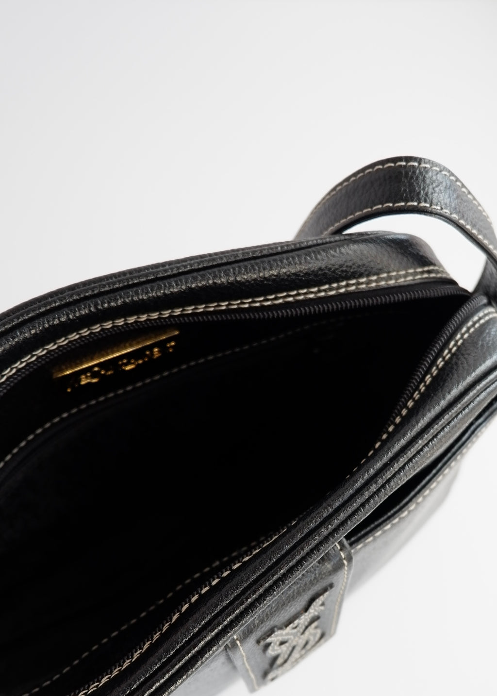 Authentic Preowned Vintage YSL (Yves Saint Laurent) Black Leather Crossbody Bag