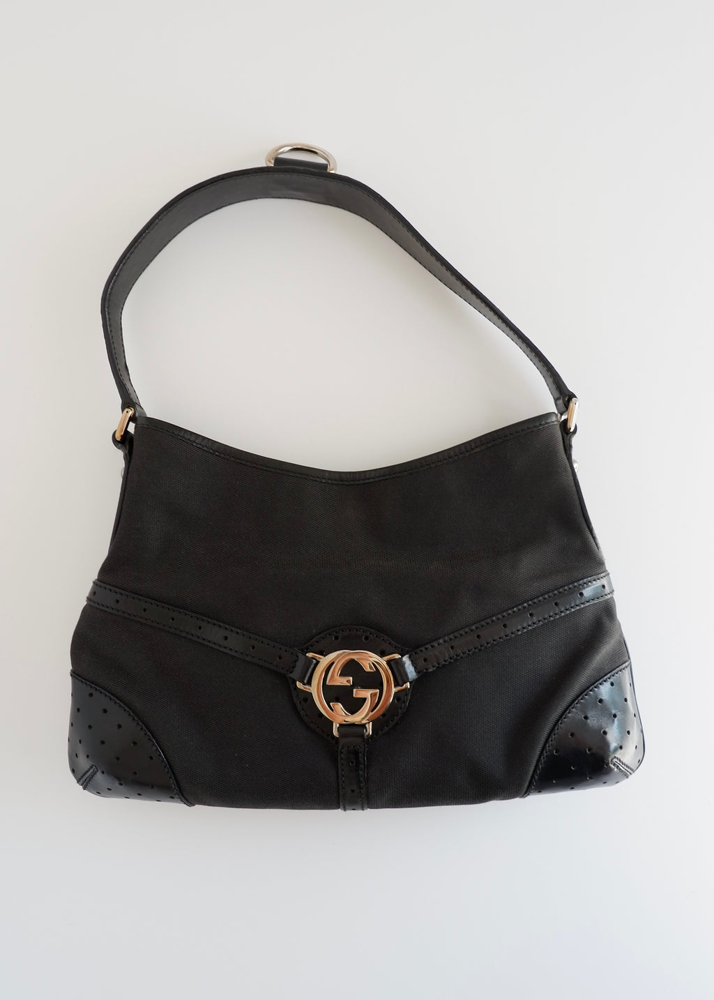 Authentic Preowned Gucci Black Canvas/Leather G Dollar Shoulder Bag