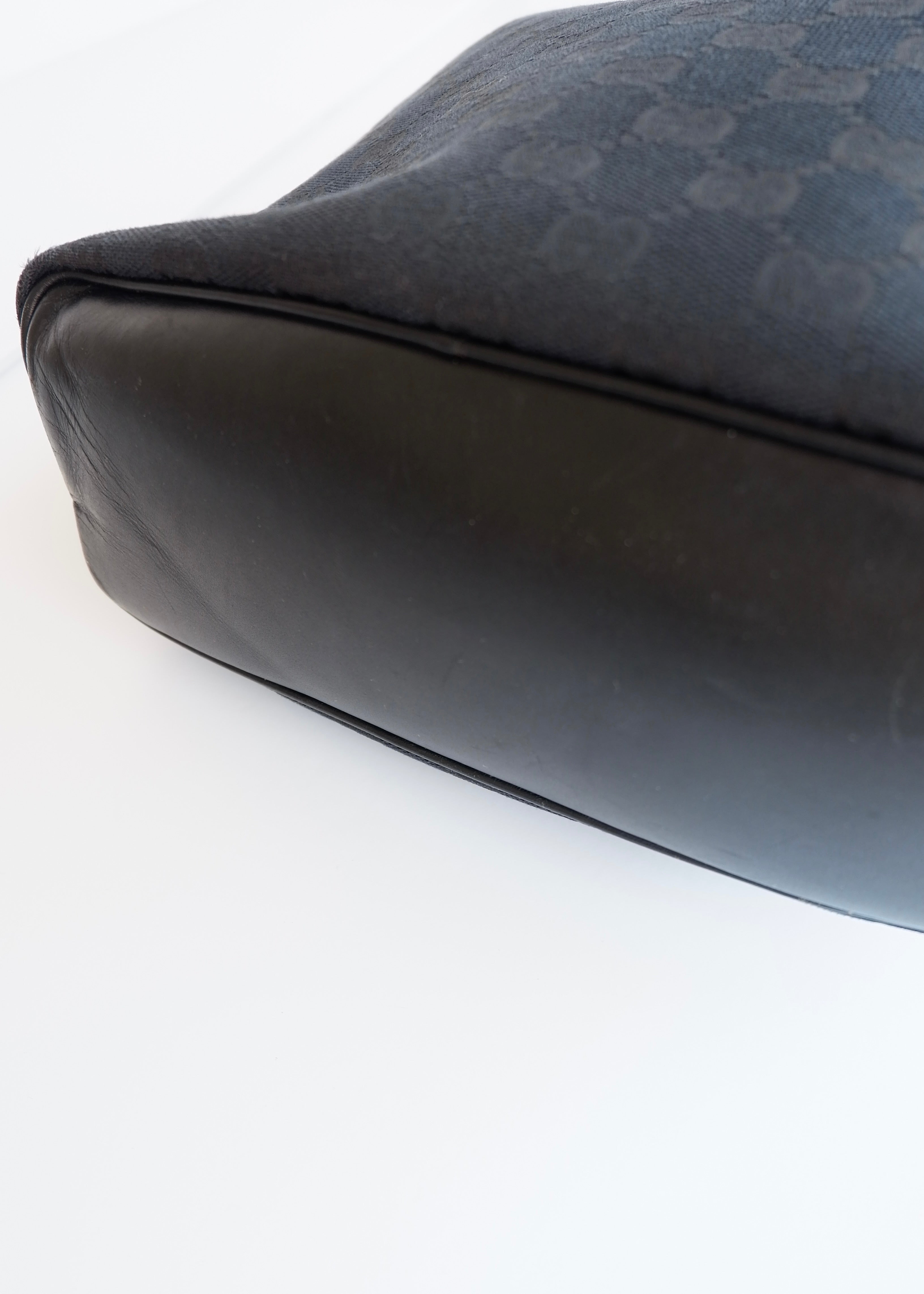 Authentic Preowned Gucci Black GG Canvas/ Leather Hobo Shoulder Bag
