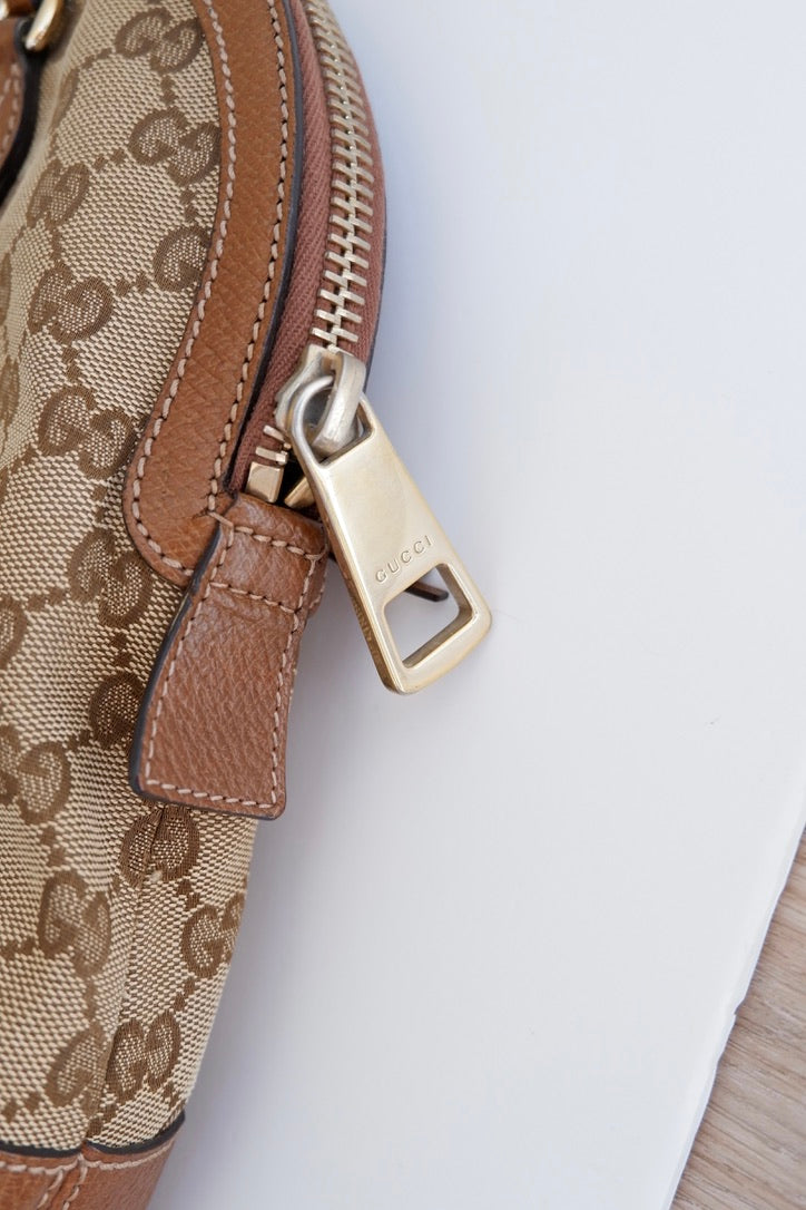 Preowned Gucci Brown GG Canvas Bowler Shoulder Bag