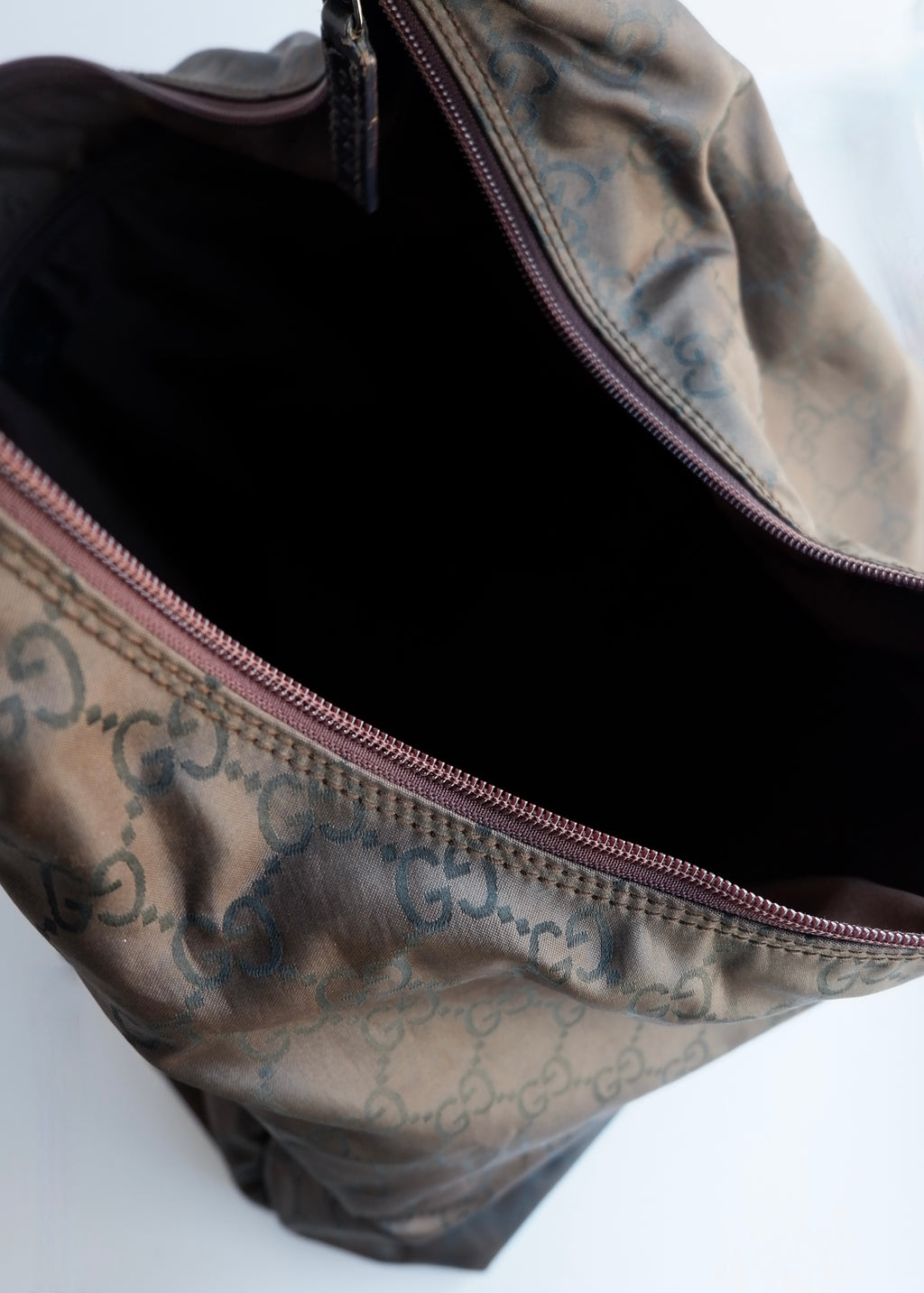 Authentic Preowned Gucci Brown GG Nylon Extra Large Hobo Bag