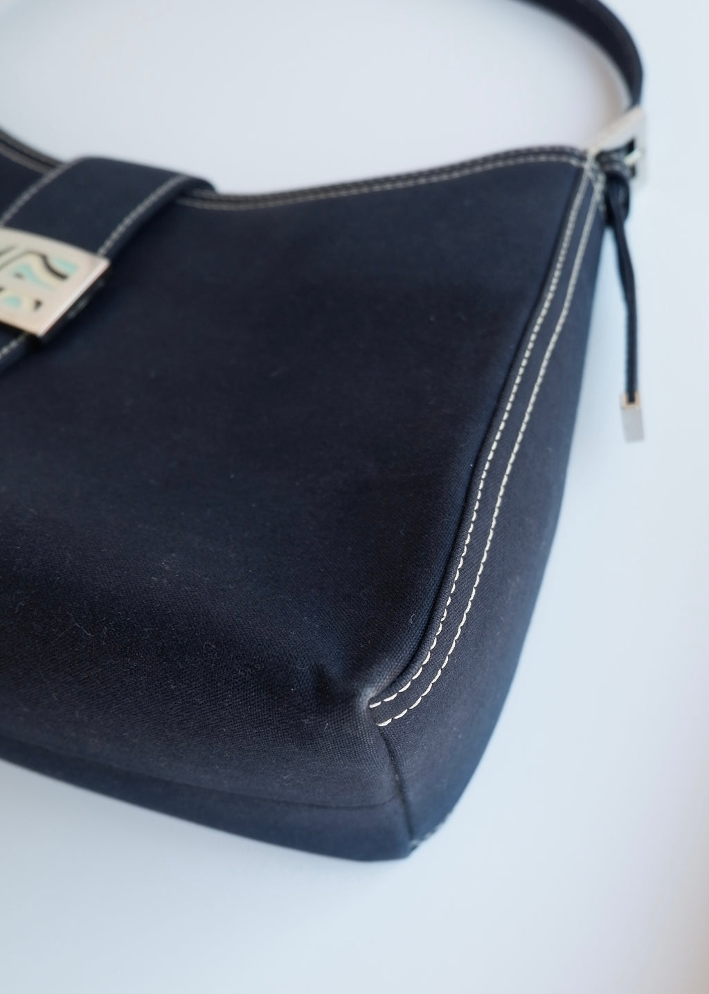 Authentic Preowned Fendi Navy Denim/Canvas Large Shoulder Bag