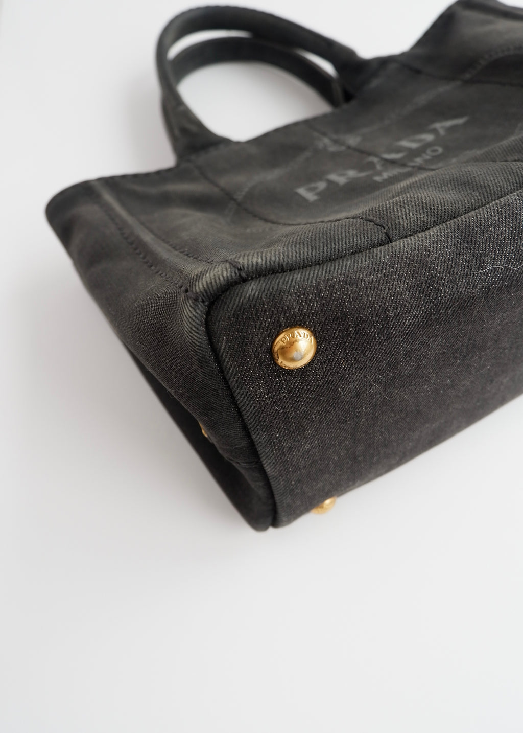 Authentic Preowned Prada Black Denim Canapa Tote w/ Strap