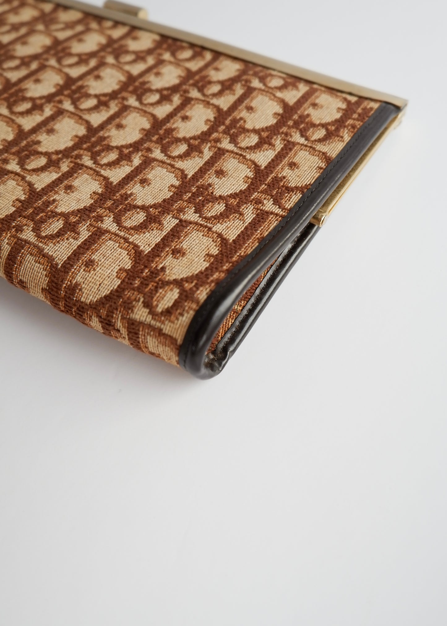 Authentic Preowned Vintage Dior Brown Canvas Trotter Print Clutch