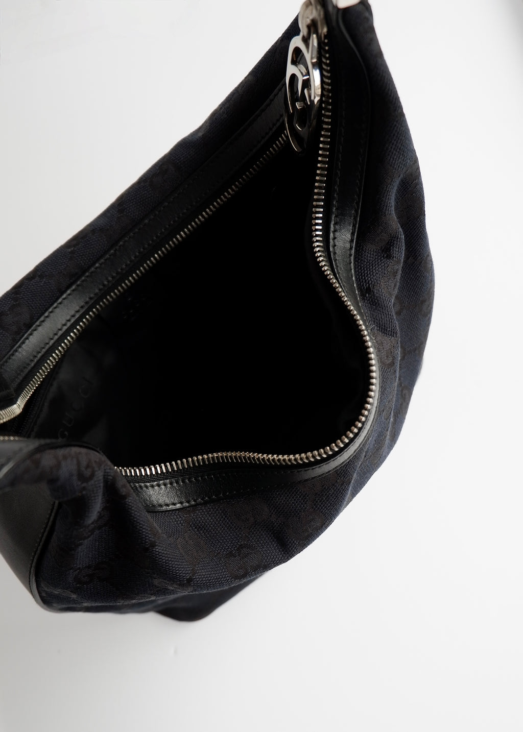 Authentic Preowned Gucci Black GG Canvas SHW Shoulder Bag