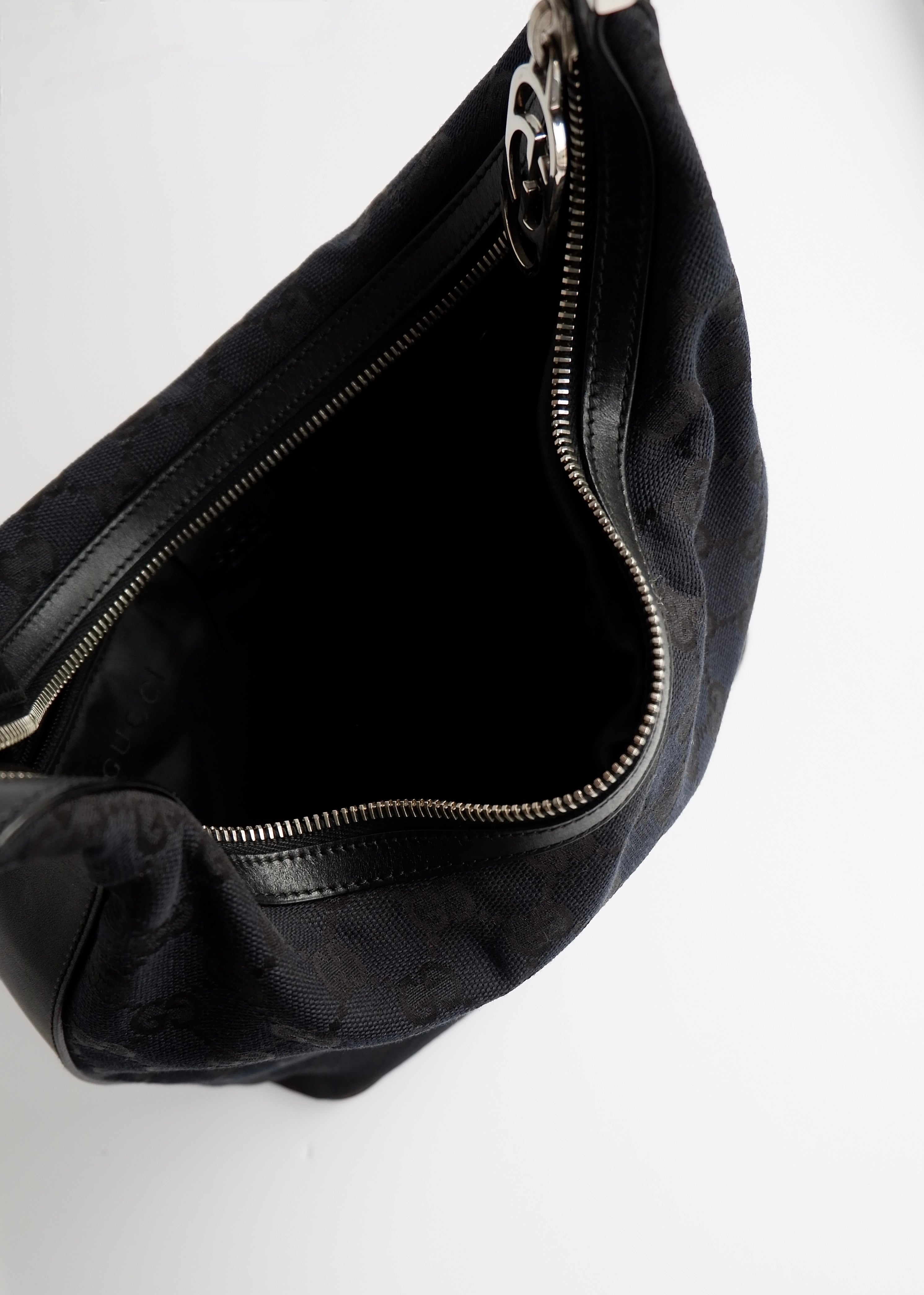 Authentic Preowned Gucci Black GG Canvas SHW Shoulder Bag