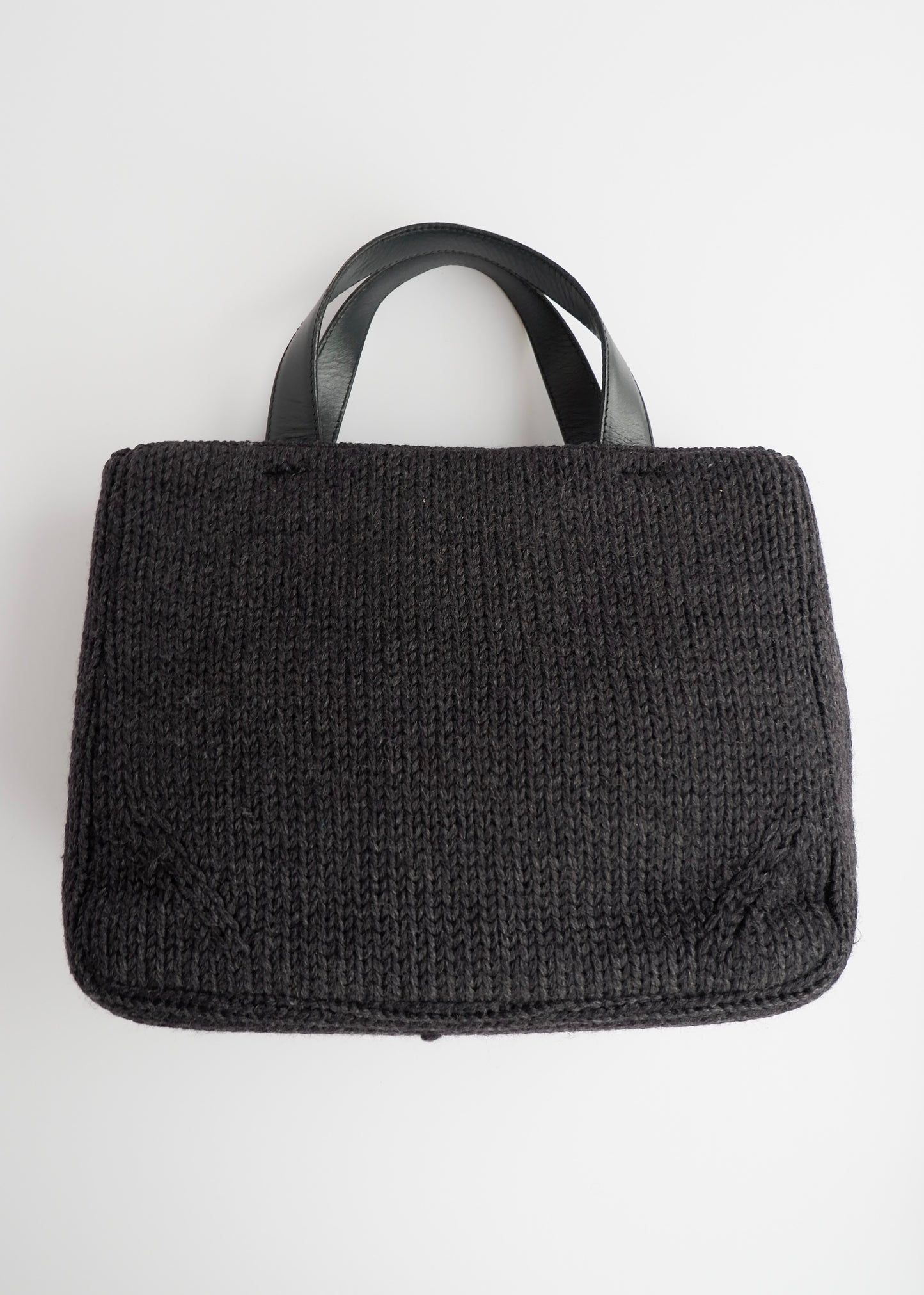 Authentic Preowned Prada Black Knitted/Leather Handbag