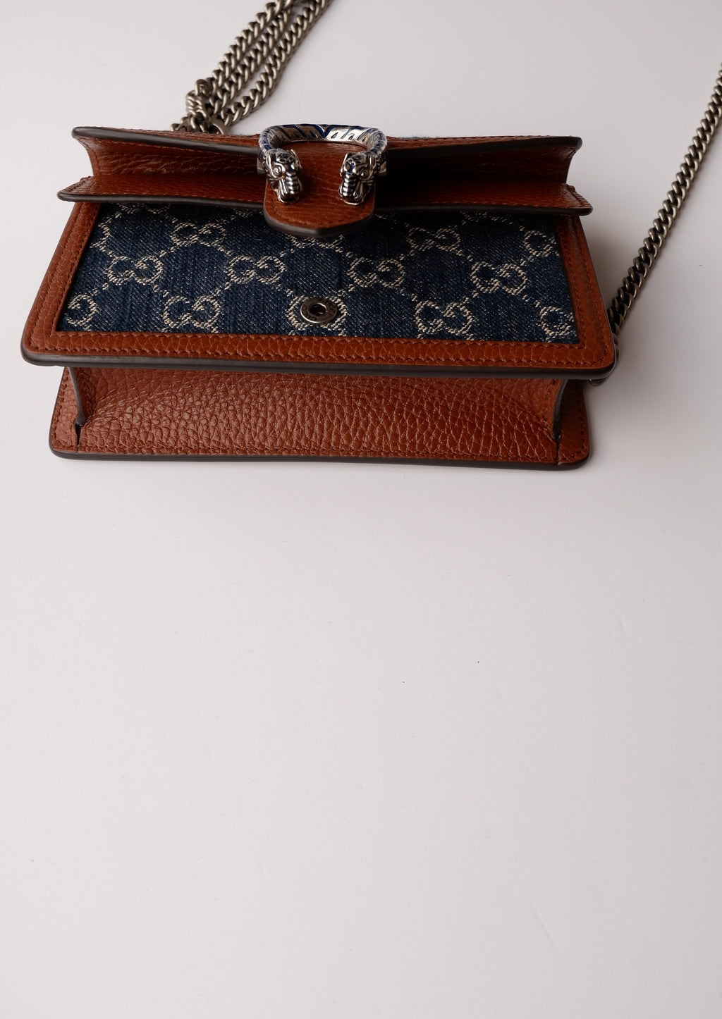 Authentique sac Gucci Dionysus Super Mini en jean et cuir d'occasion