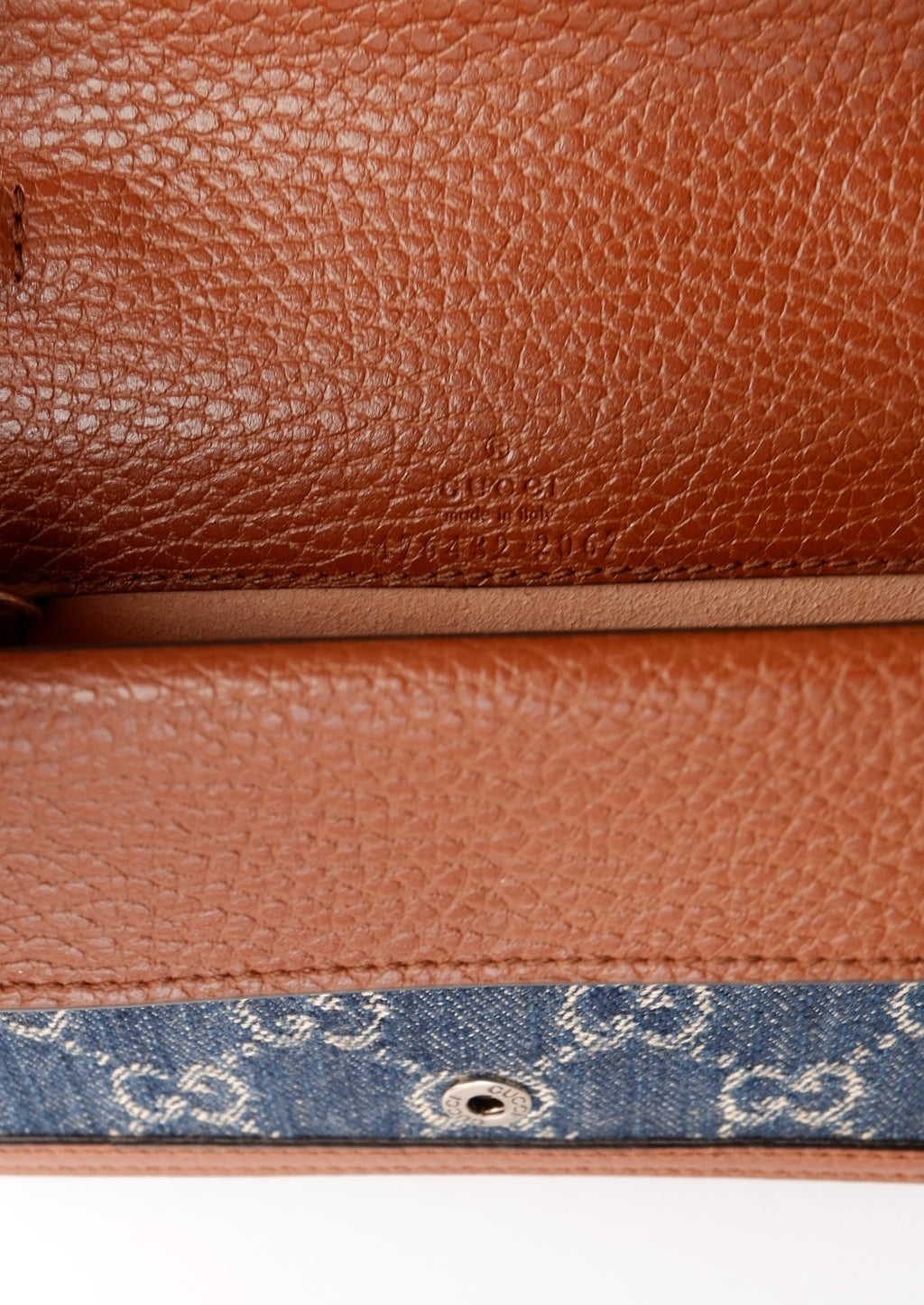 Authentique sac Gucci Dionysus Super Mini en jean et cuir d'occasion