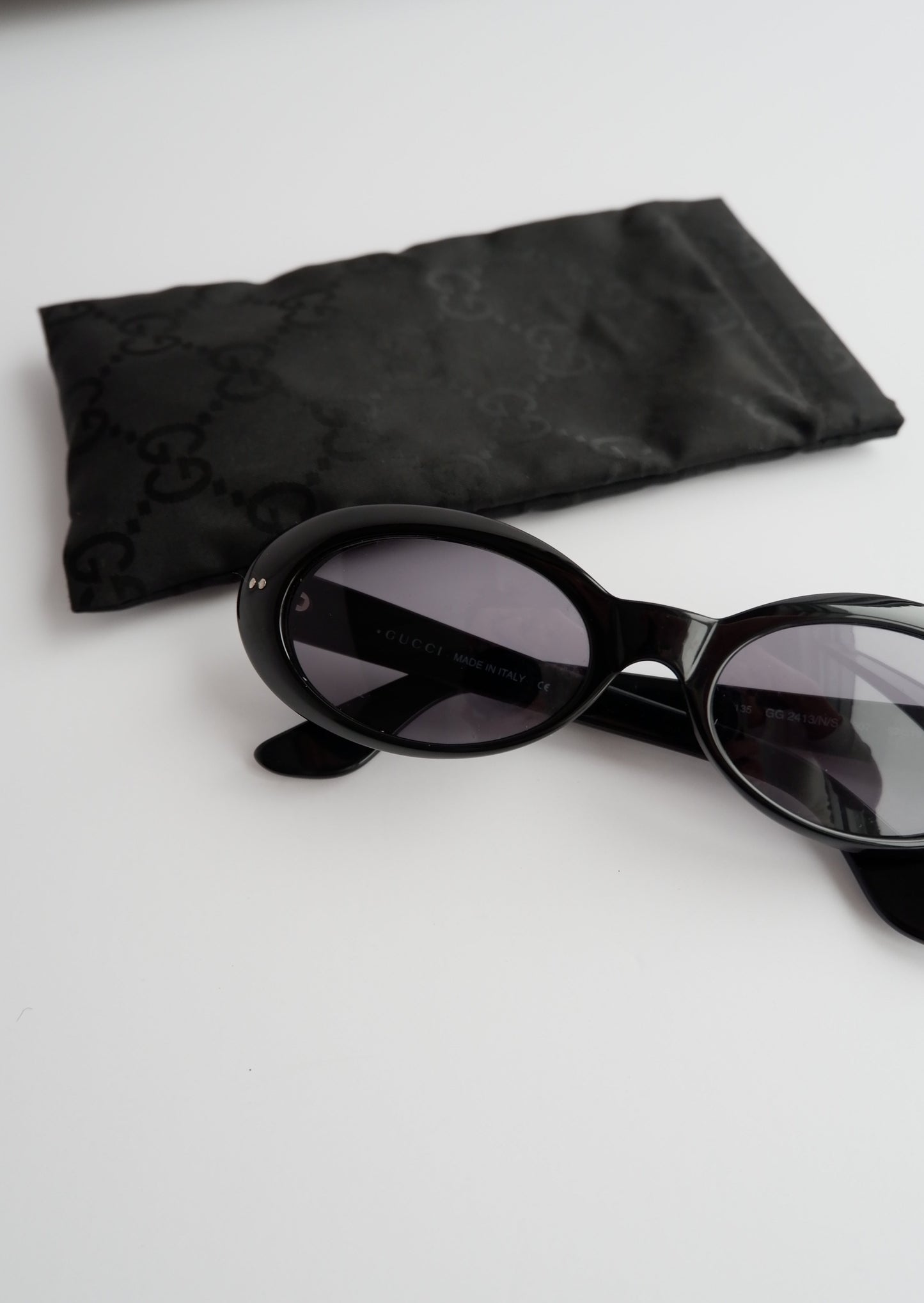 Authentic Preowned Vintage Gucci Black Round Sunglasses