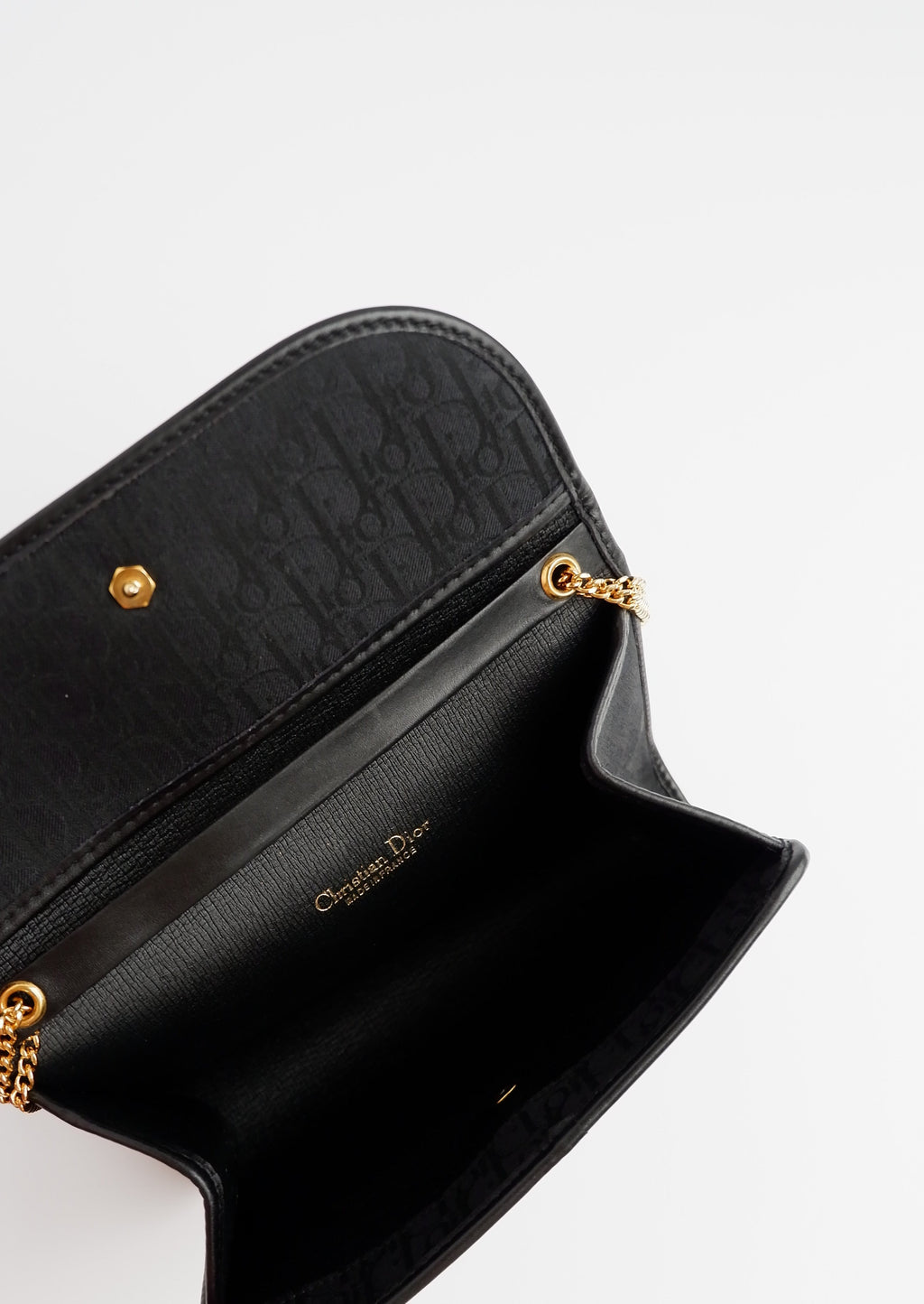 Authentic Preowned Dior Black Trotter Print Chain Bag