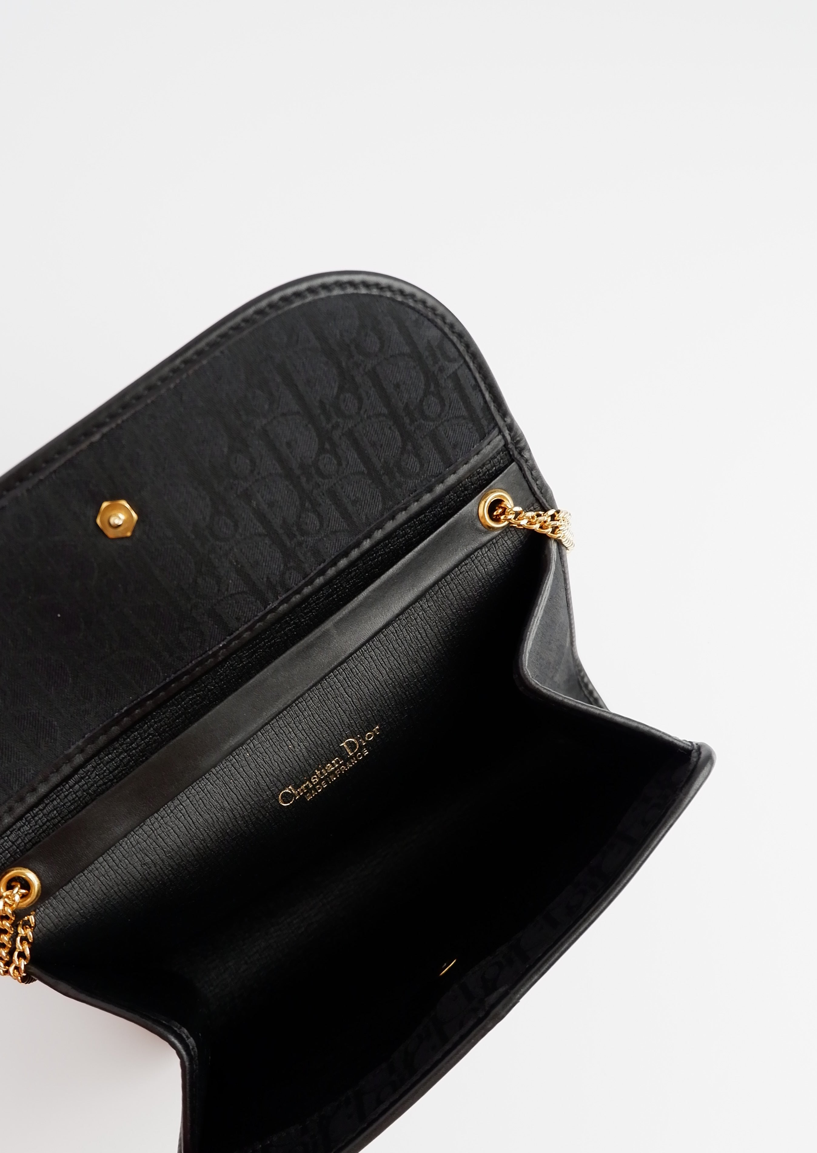 Authentic Preowned Dior Black Trotter Print Chain Bag