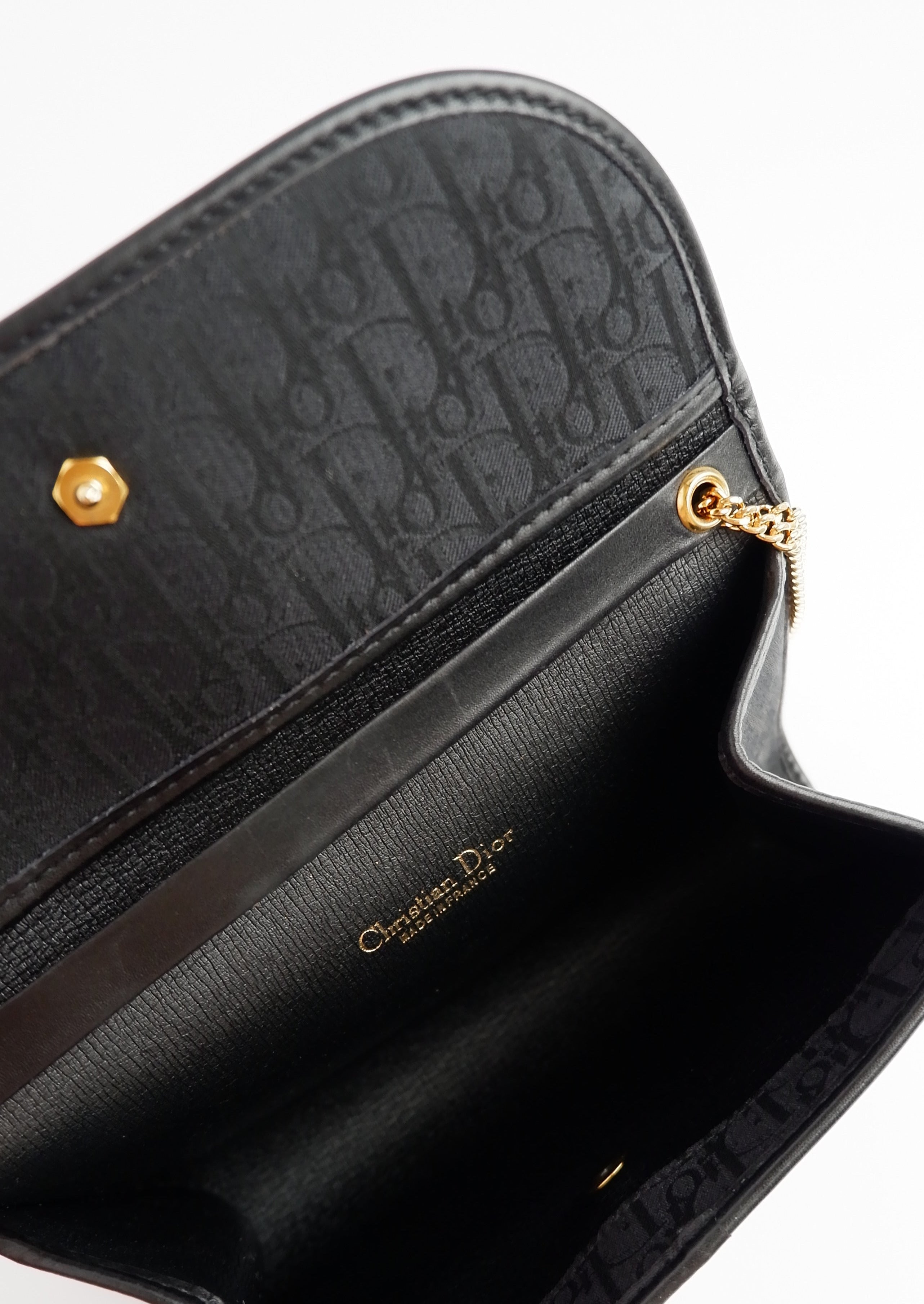 Authentic Preowned Dior Black Trotter Print Chain Bag