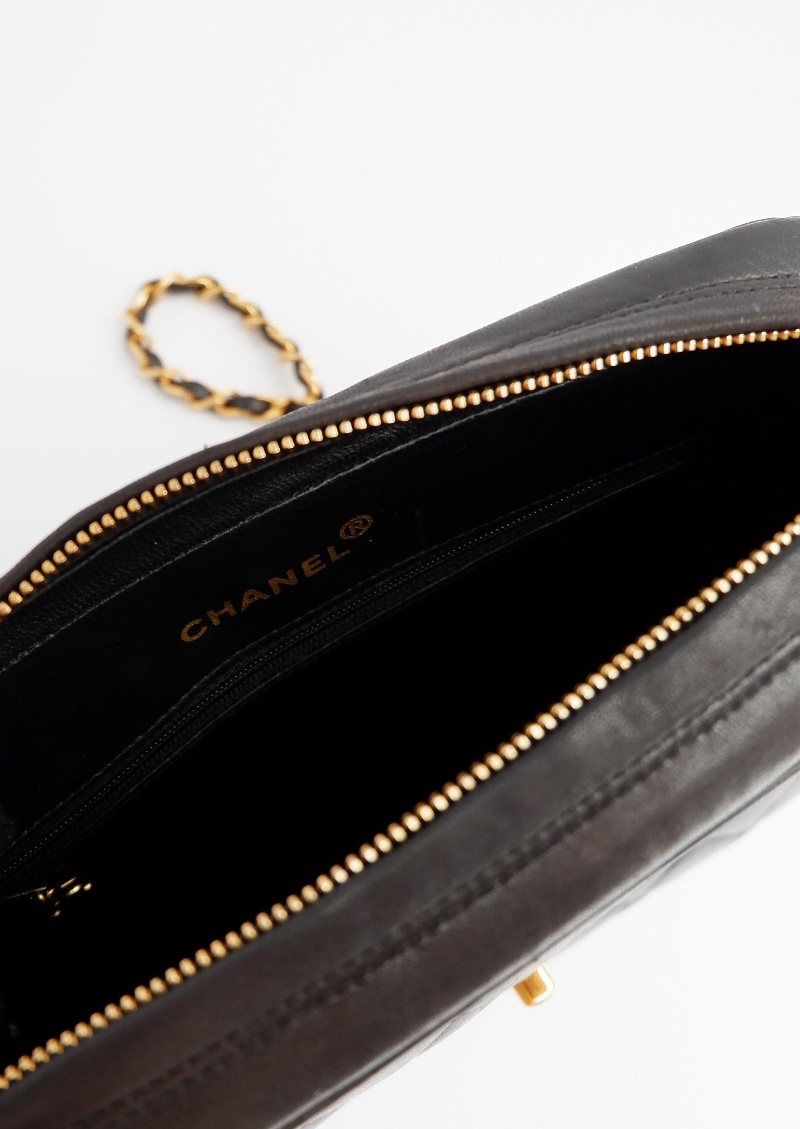 Authentic Preowned Vintage Chanel Black Lambskin Camera Bag GHW