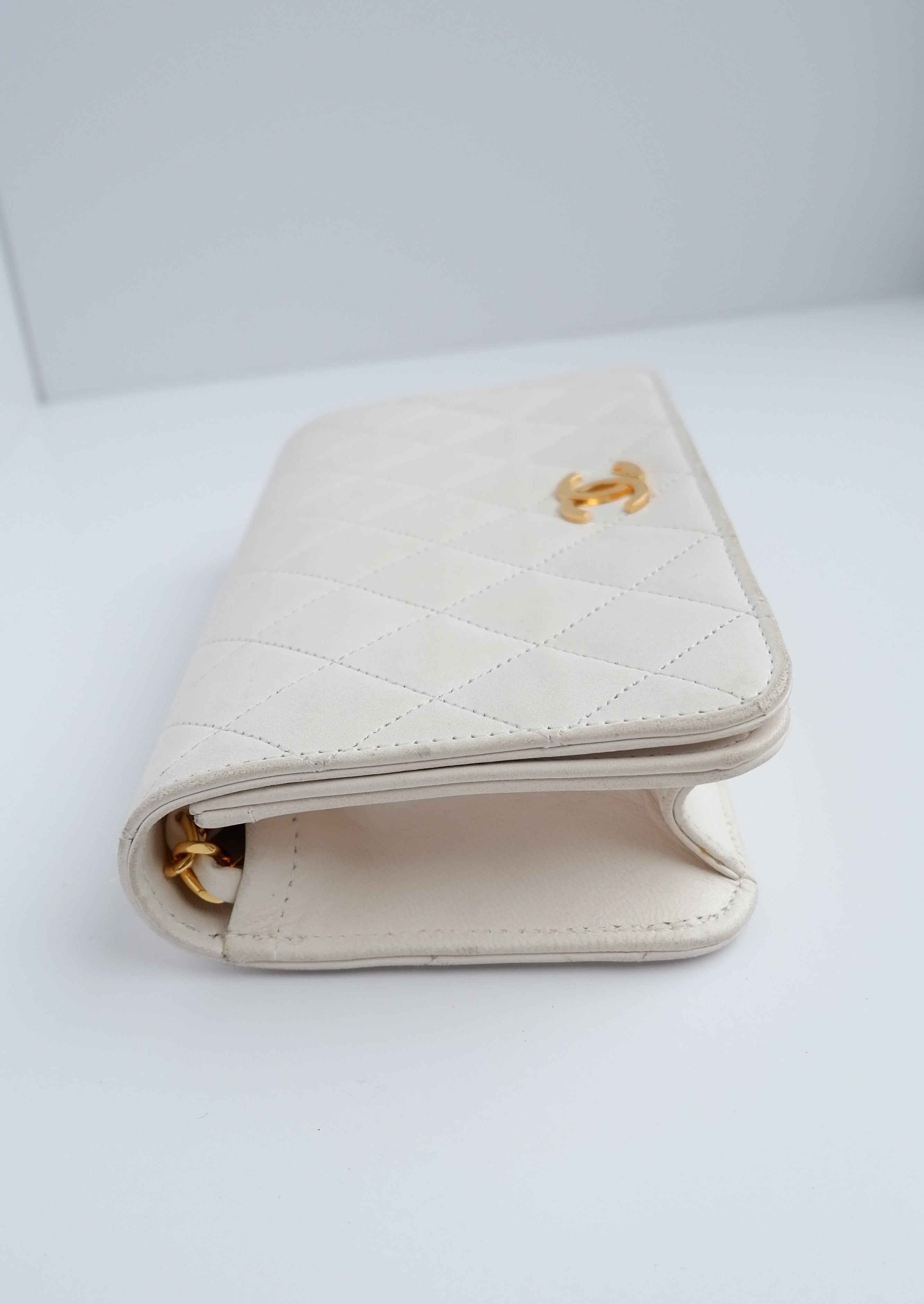 Authentic Preowned Vintage Chanel White Wallet On Chain Crossbody GHW