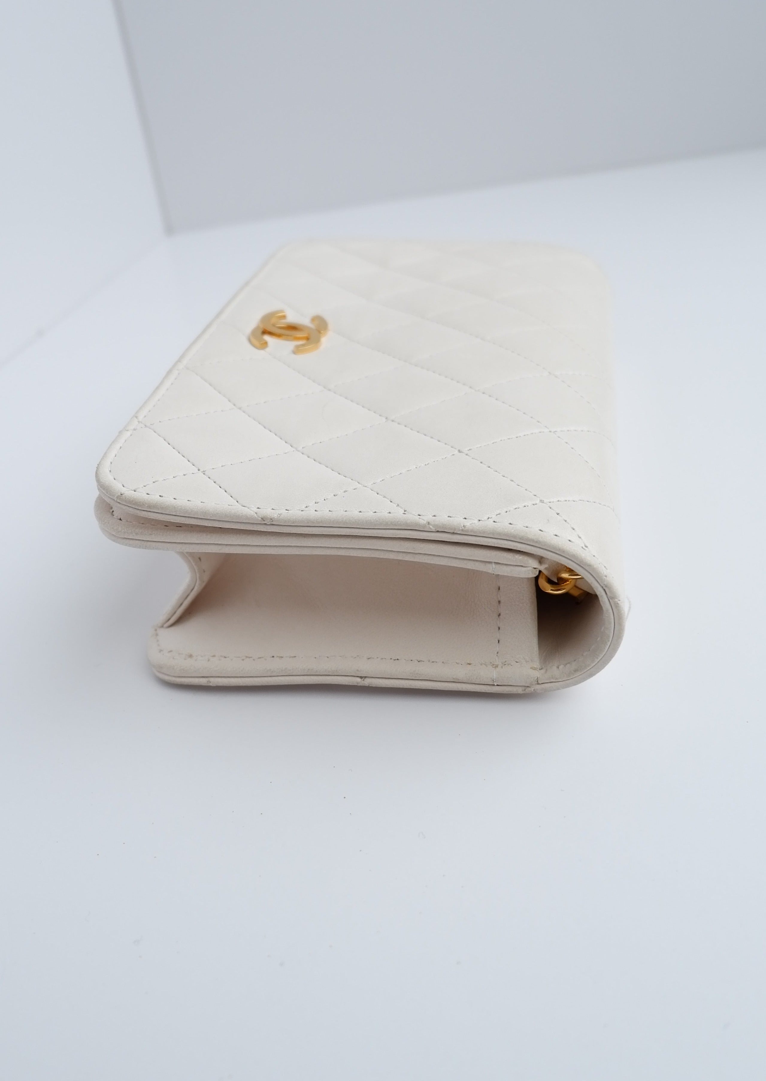 Authentic Preowned Vintage Chanel White Wallet On Chain Crossbody GHW