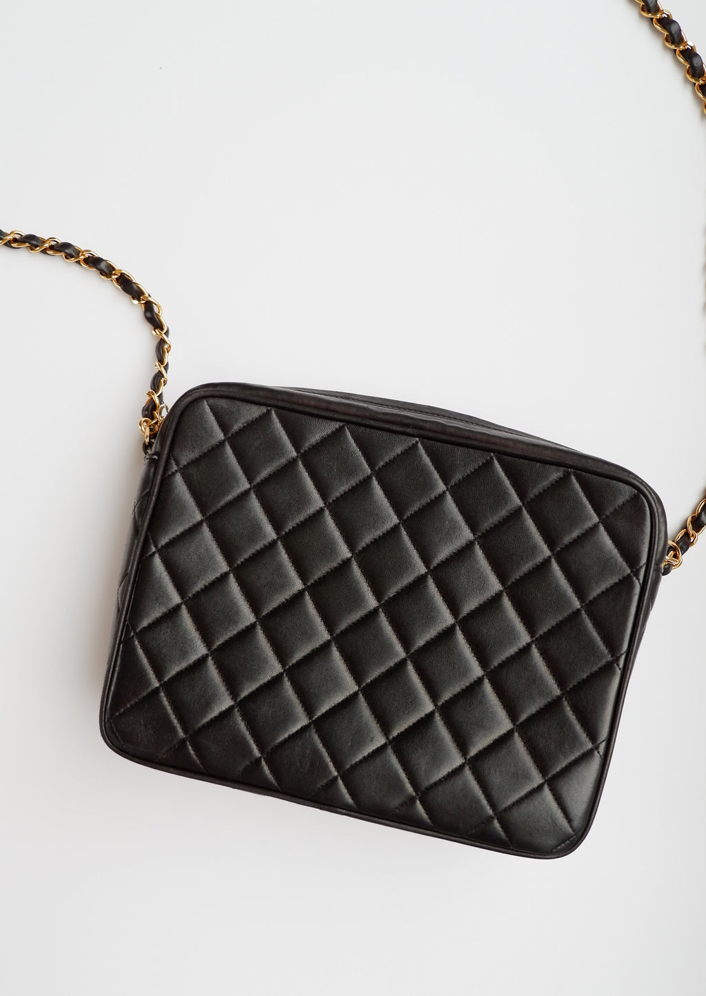 Authentic Preowned Vintage Chanel Black Lambskin Camera Bag GHW