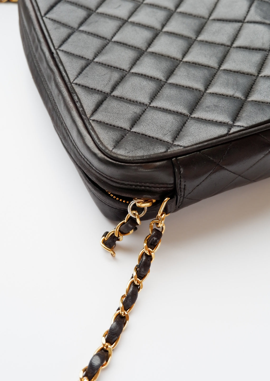 Authentic Preowned Vintage Chanel Black Lambskin Camera Bag GHW