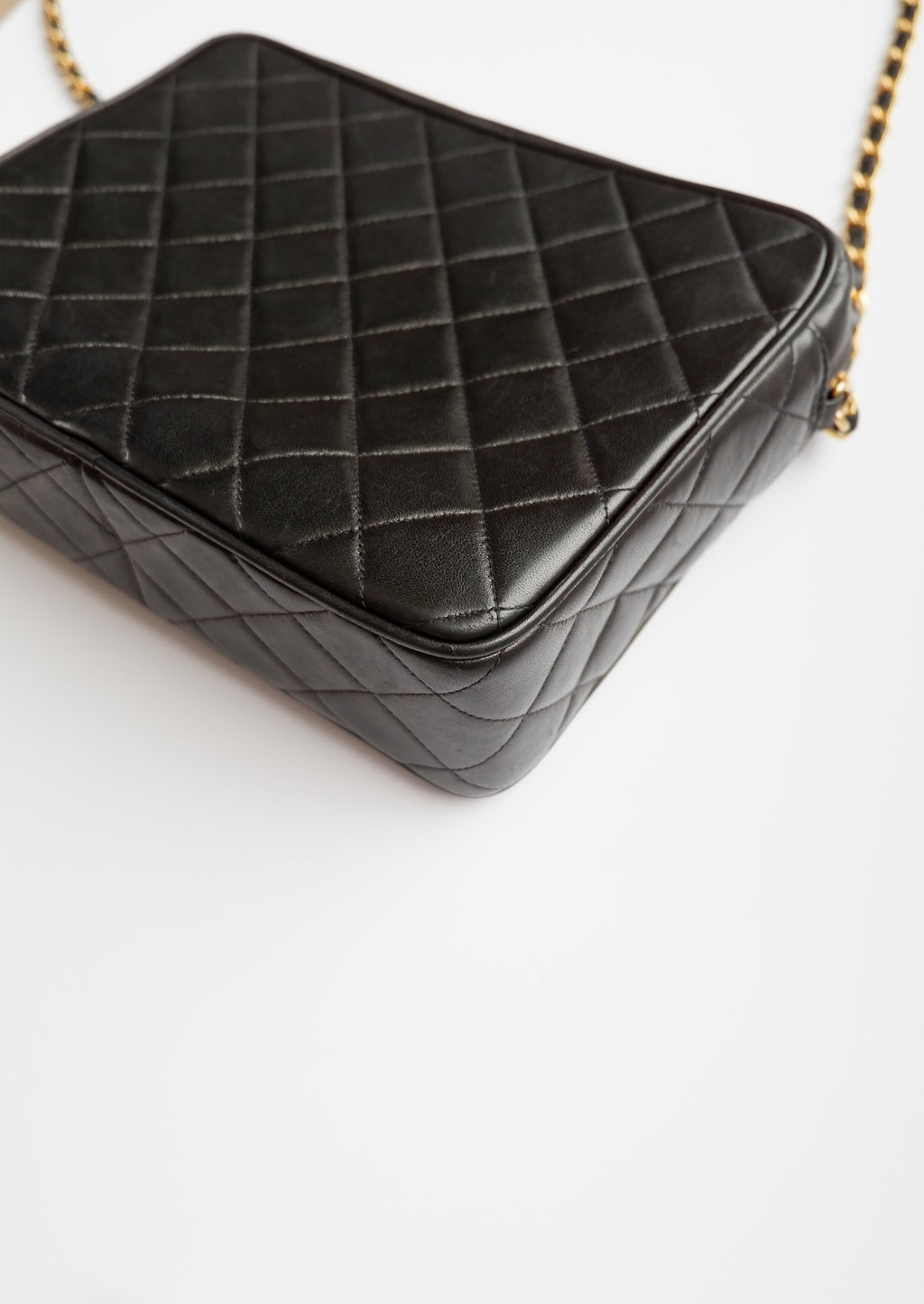 Authentic Preowned Vintage Chanel Black Lambskin Camera Bag GHW