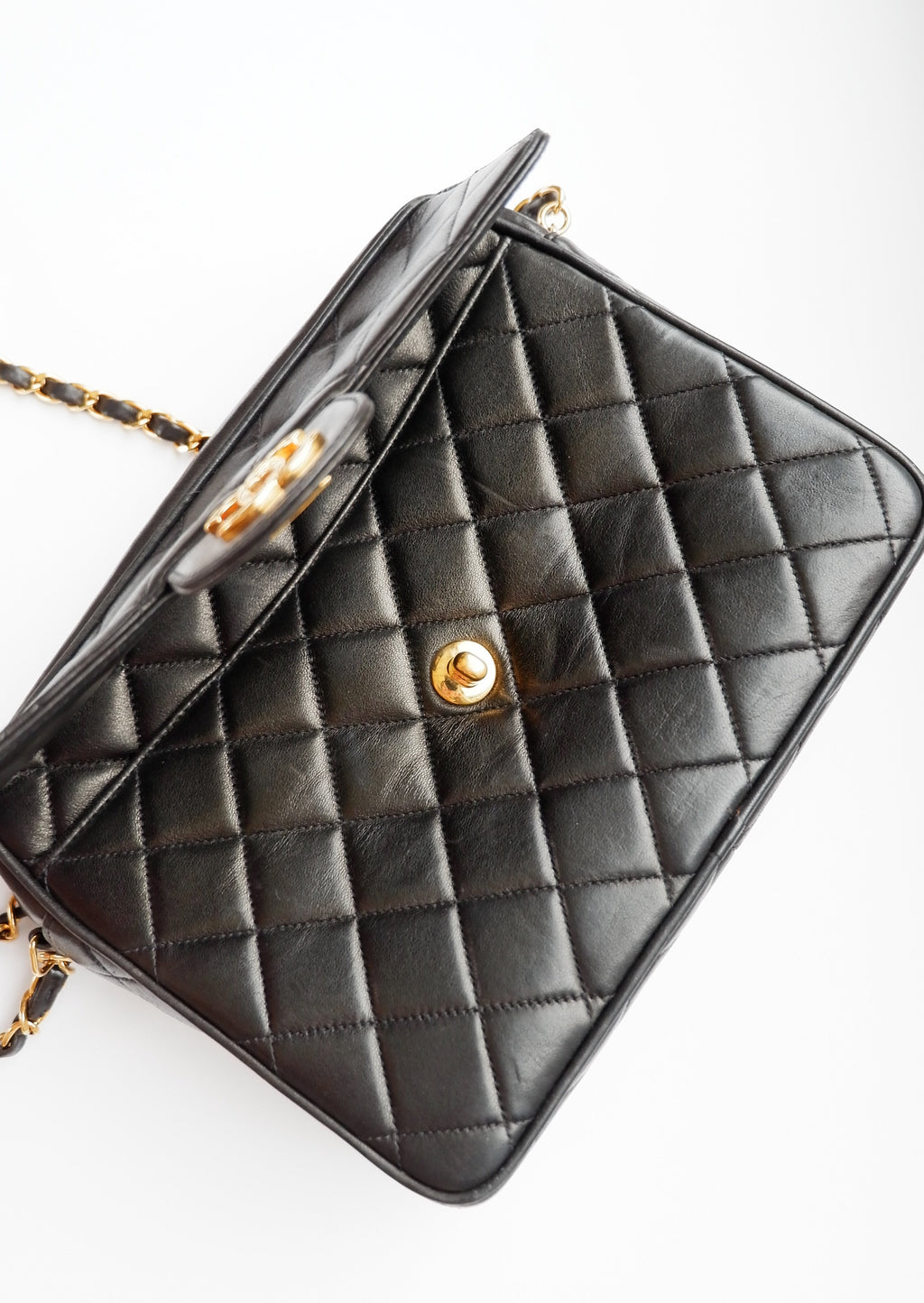 Authentic Preowned Vintage Chanel Black Lambskin Camera Bag GHW