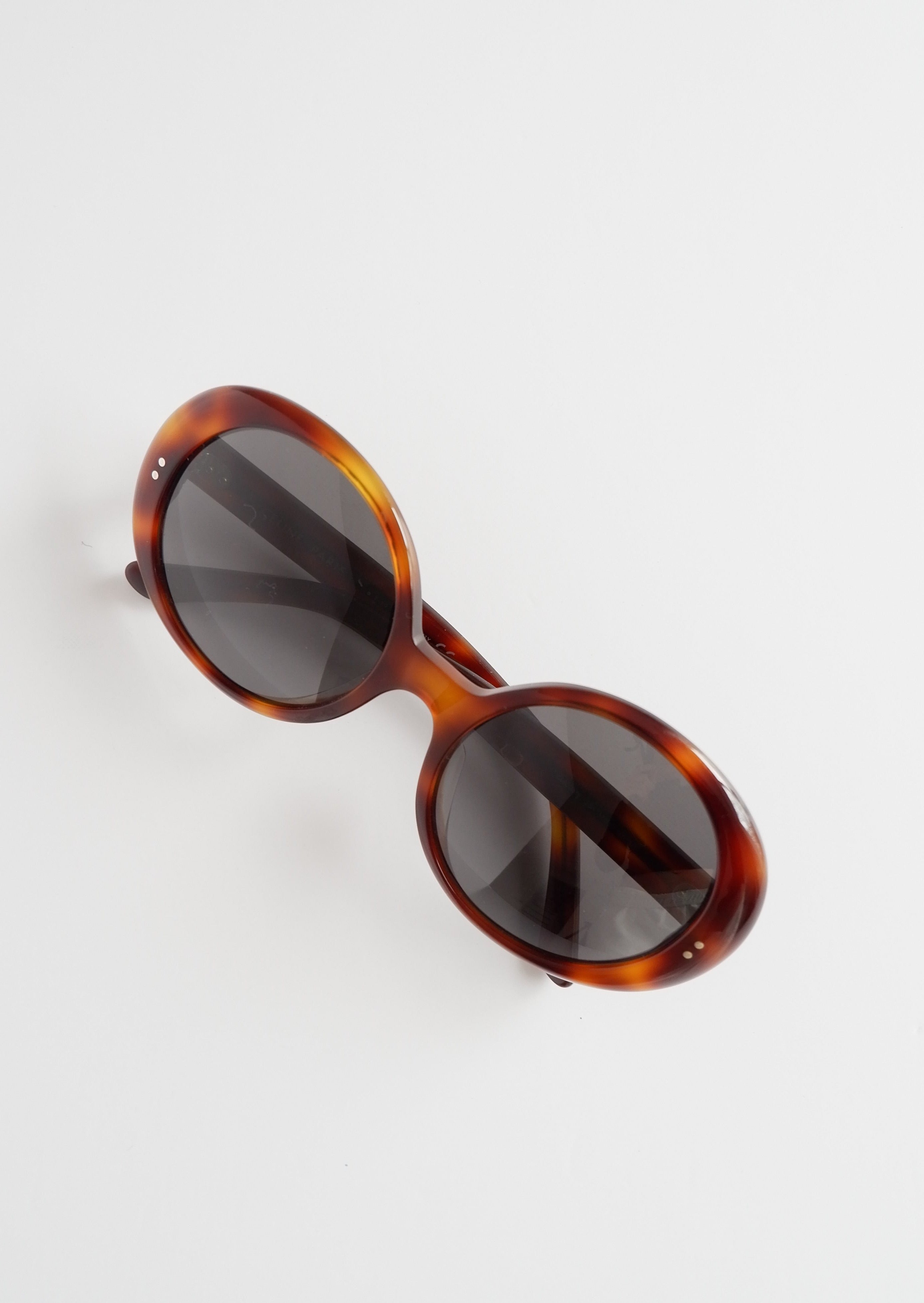 Authentiques lunettes de soleil rondes Celine d'occasion en écaille de tortue