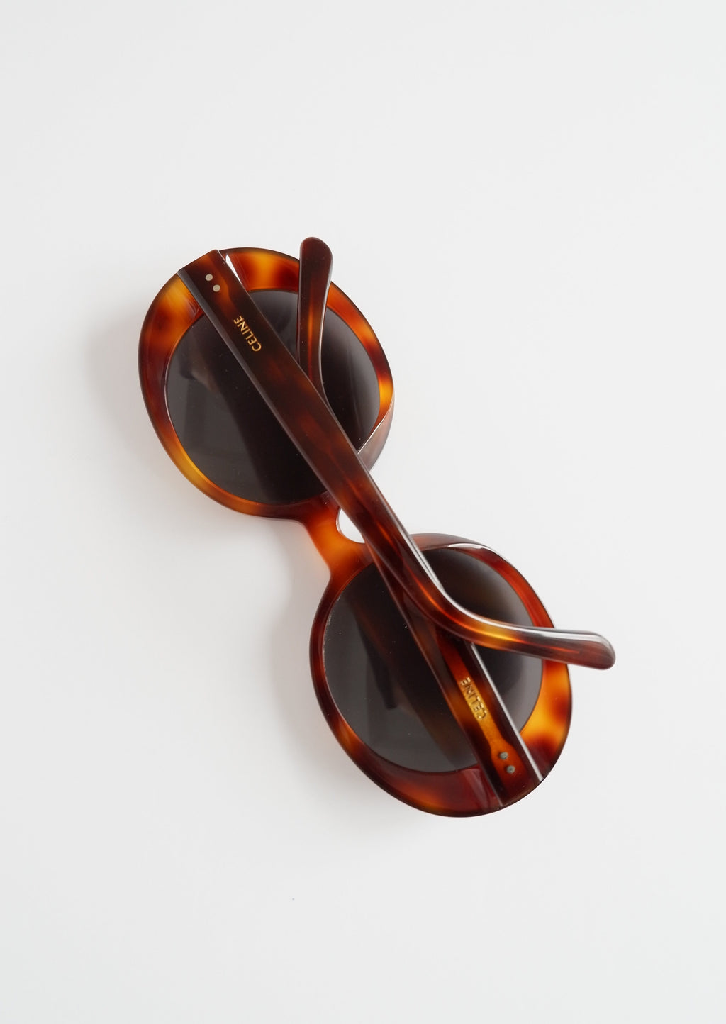 Authentiques lunettes de soleil rondes Celine d'occasion en écaille de tortue