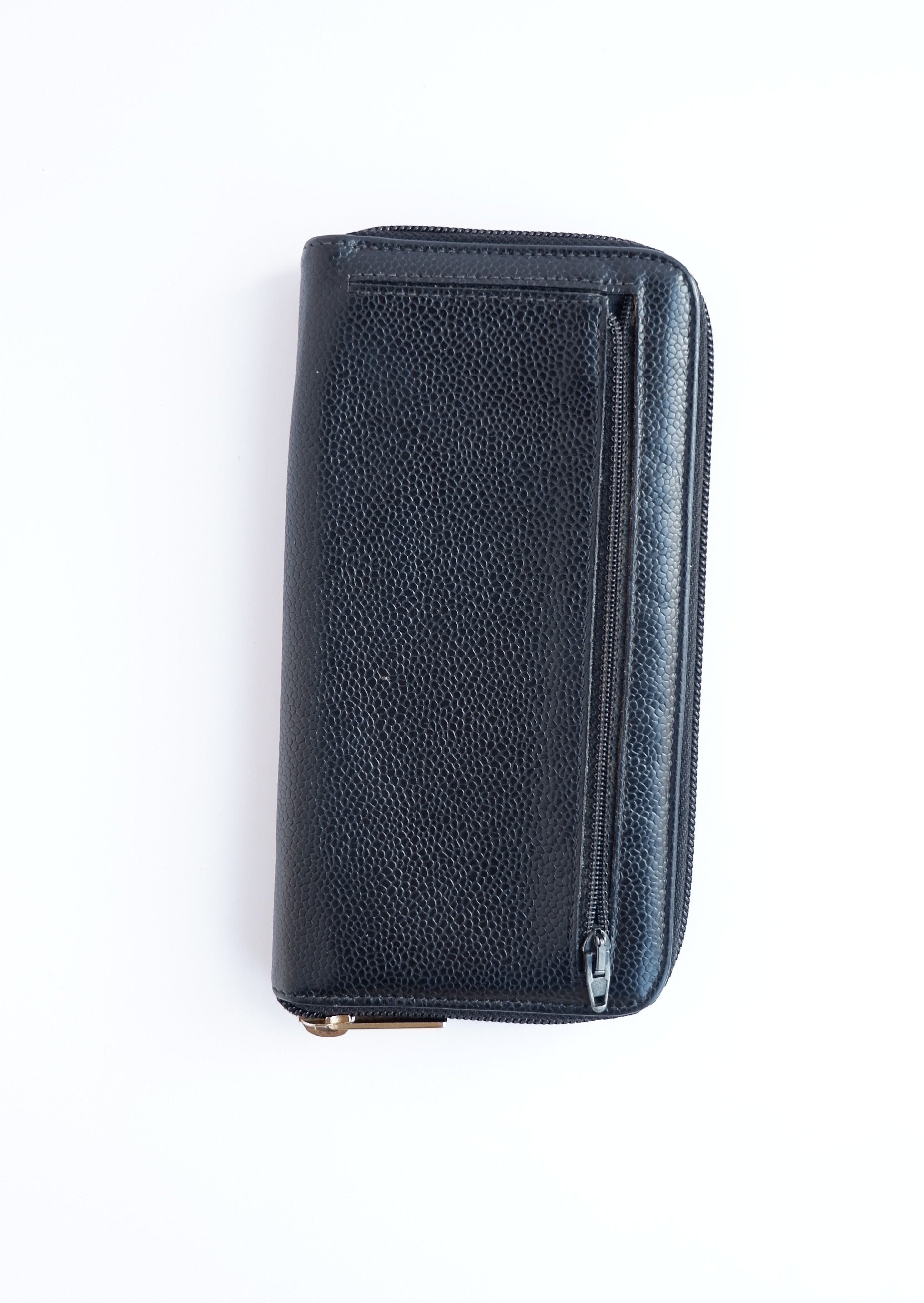 Authentic Preowned Chanel Black Caviar Zip Around Wallet