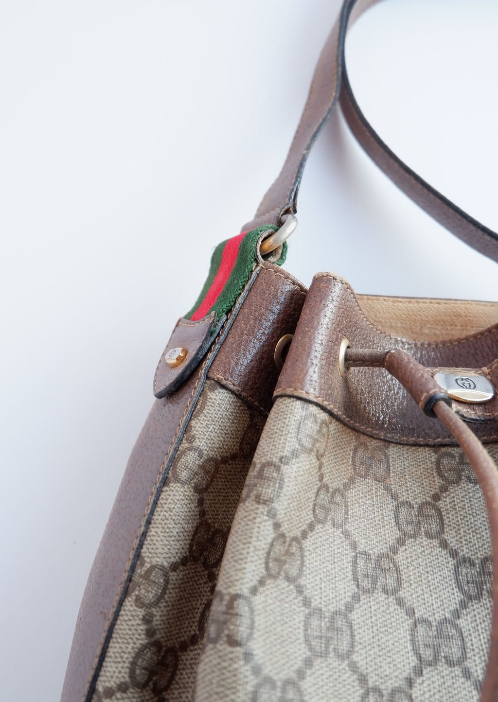 Authentic Preowned Vintage Gucci GG Web Crossbody Bag