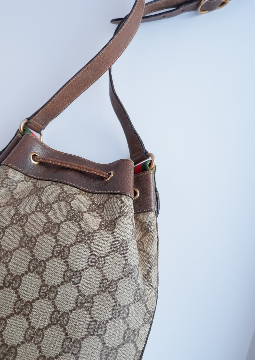 Authentic Preowned Vintage Gucci GG Web Crossbody Bag