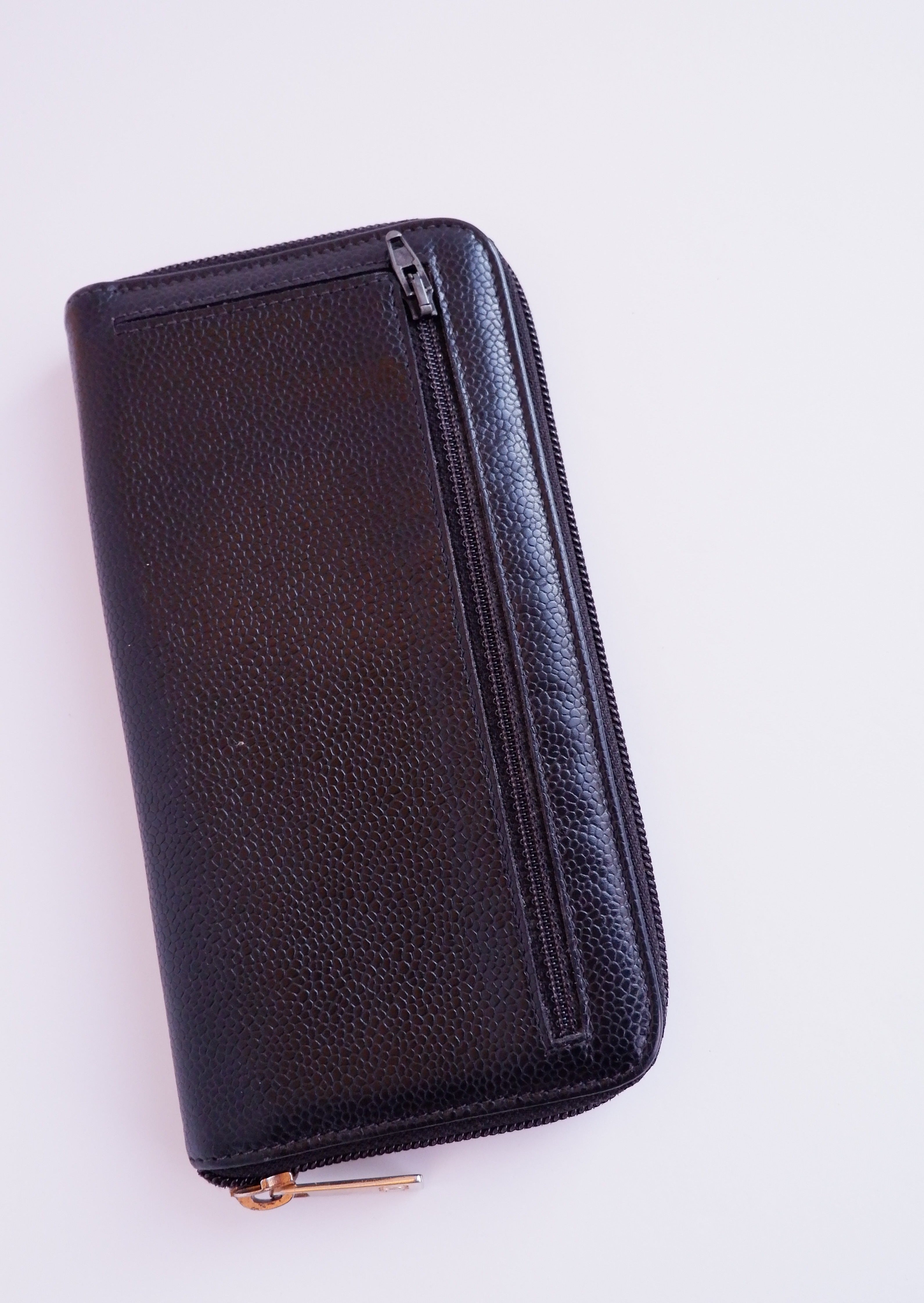 Authentic Preowned Chanel Black Caviar Zip Around Wallet