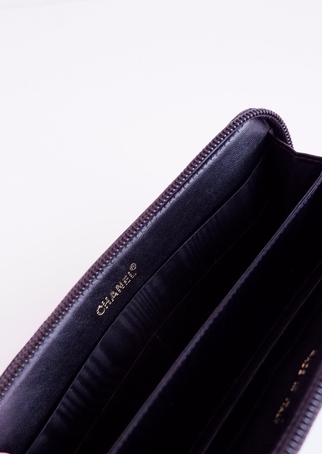 Authentic Preowned Chanel Black Caviar Zip Around Wallet
