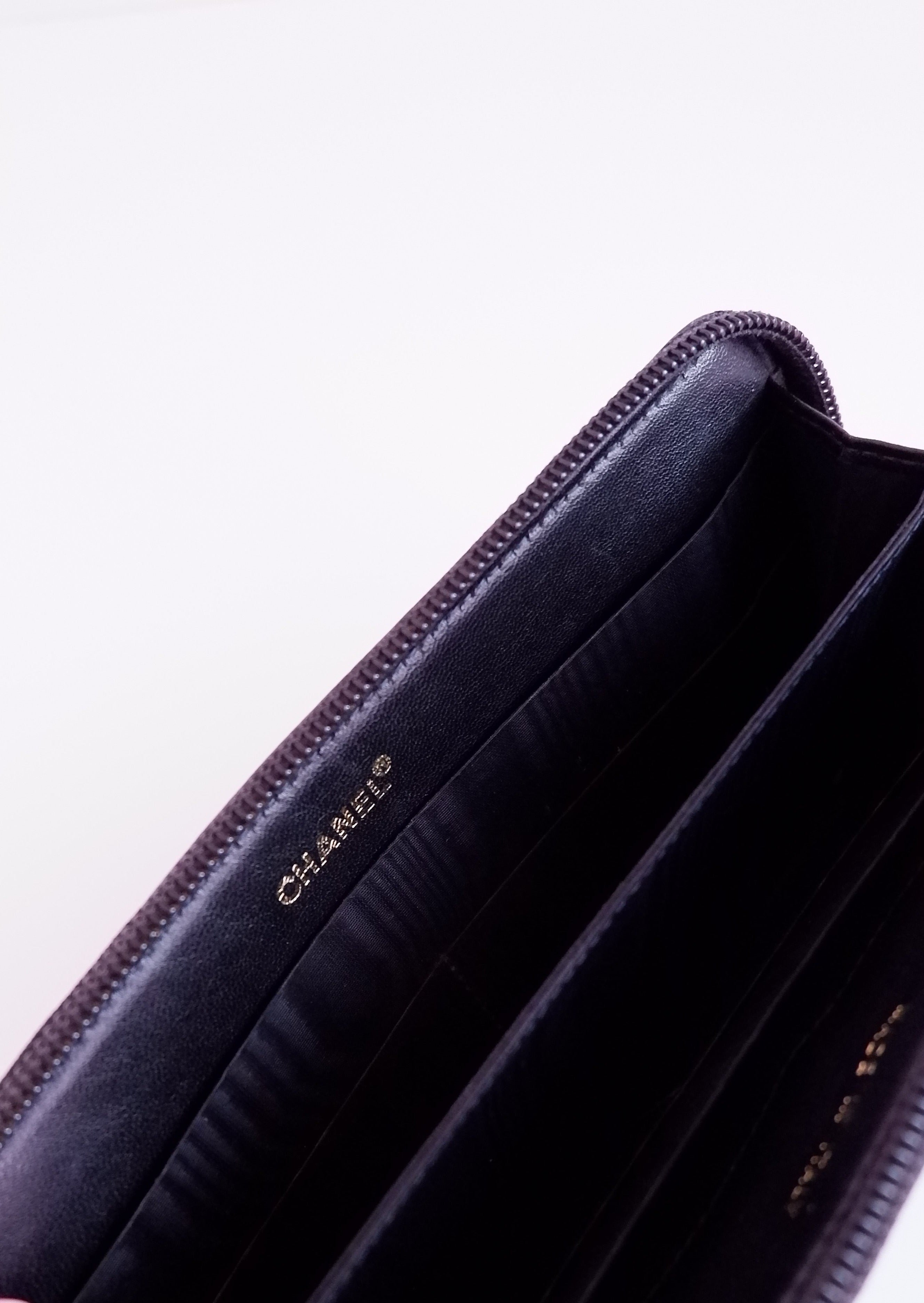 Authentic Preowned Chanel Black Caviar Zip Around Wallet
