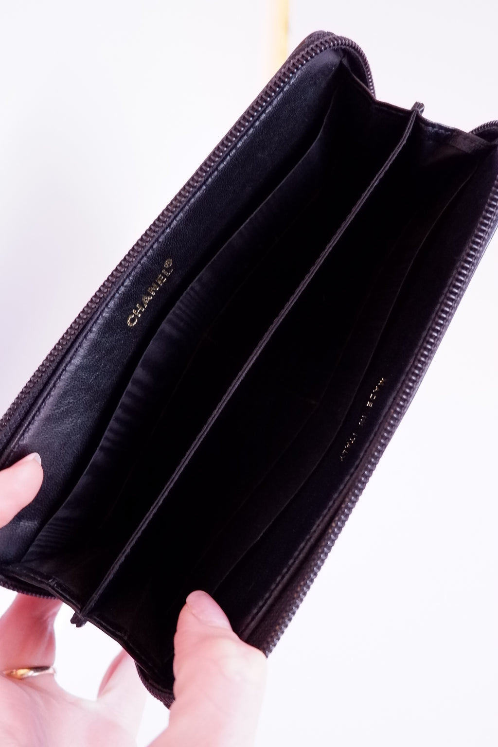 Authentic Preowned Chanel Black Caviar Zip Around Wallet