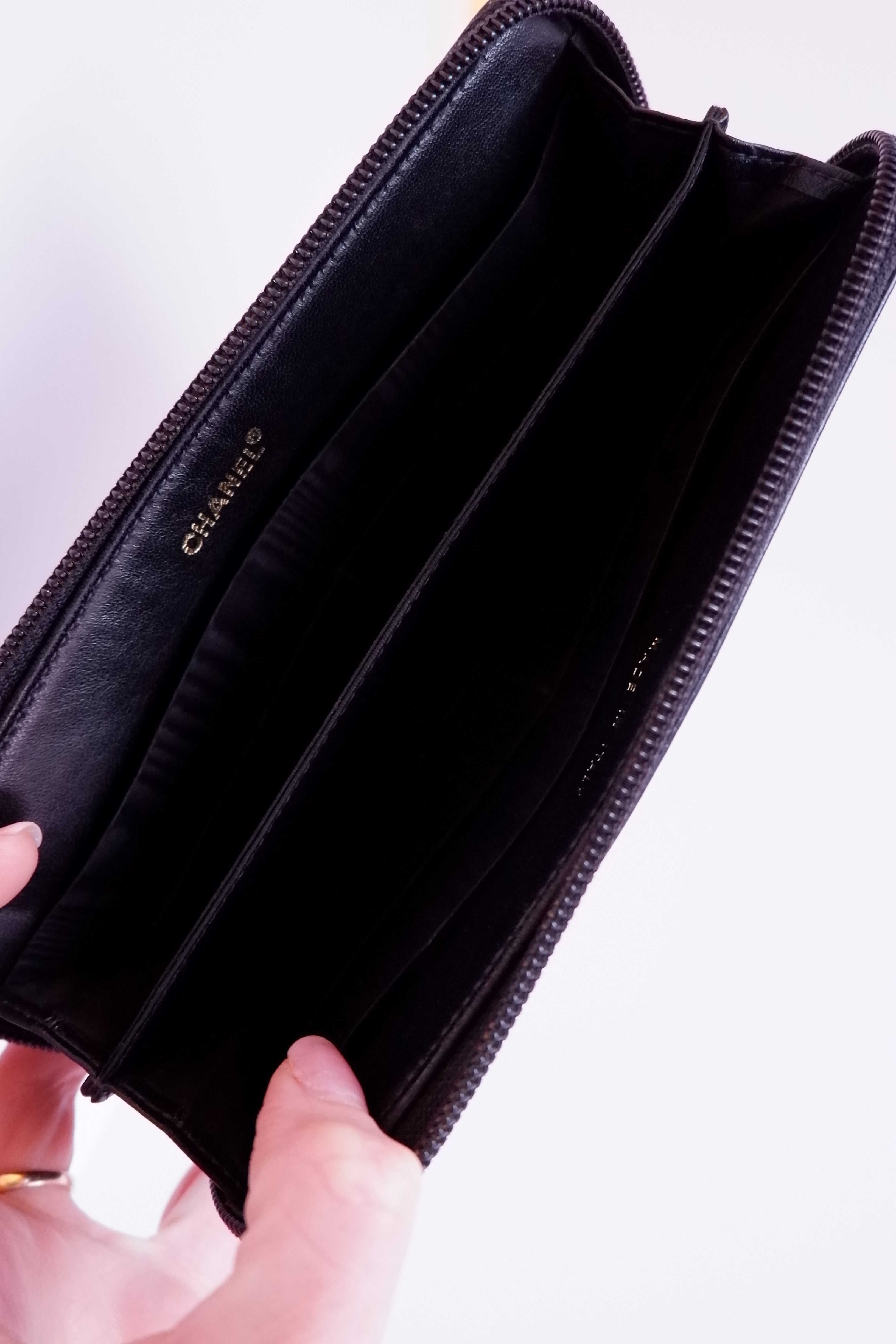 Authentic Preowned Chanel Black Caviar Zip Around Wallet
