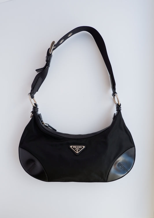 Authentic Preowned Prada Black Nylon Hobo Shoulder Bag