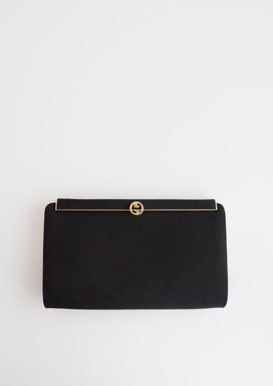 Authentic Preowned Vintage Gucci Black Fabric Clutch