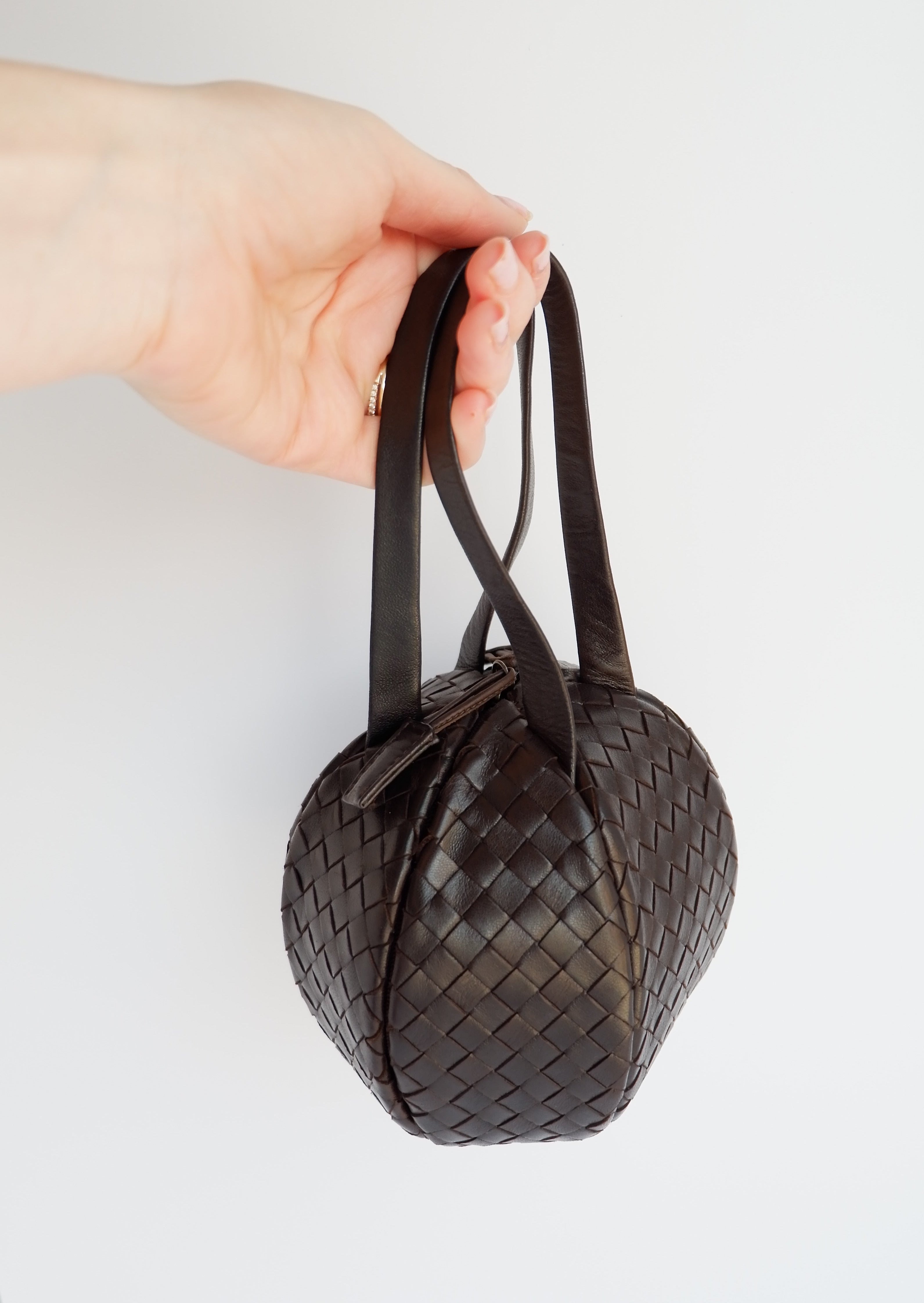 Sac à main Bottega Veneta Mava Mini marron d'occasion authentique