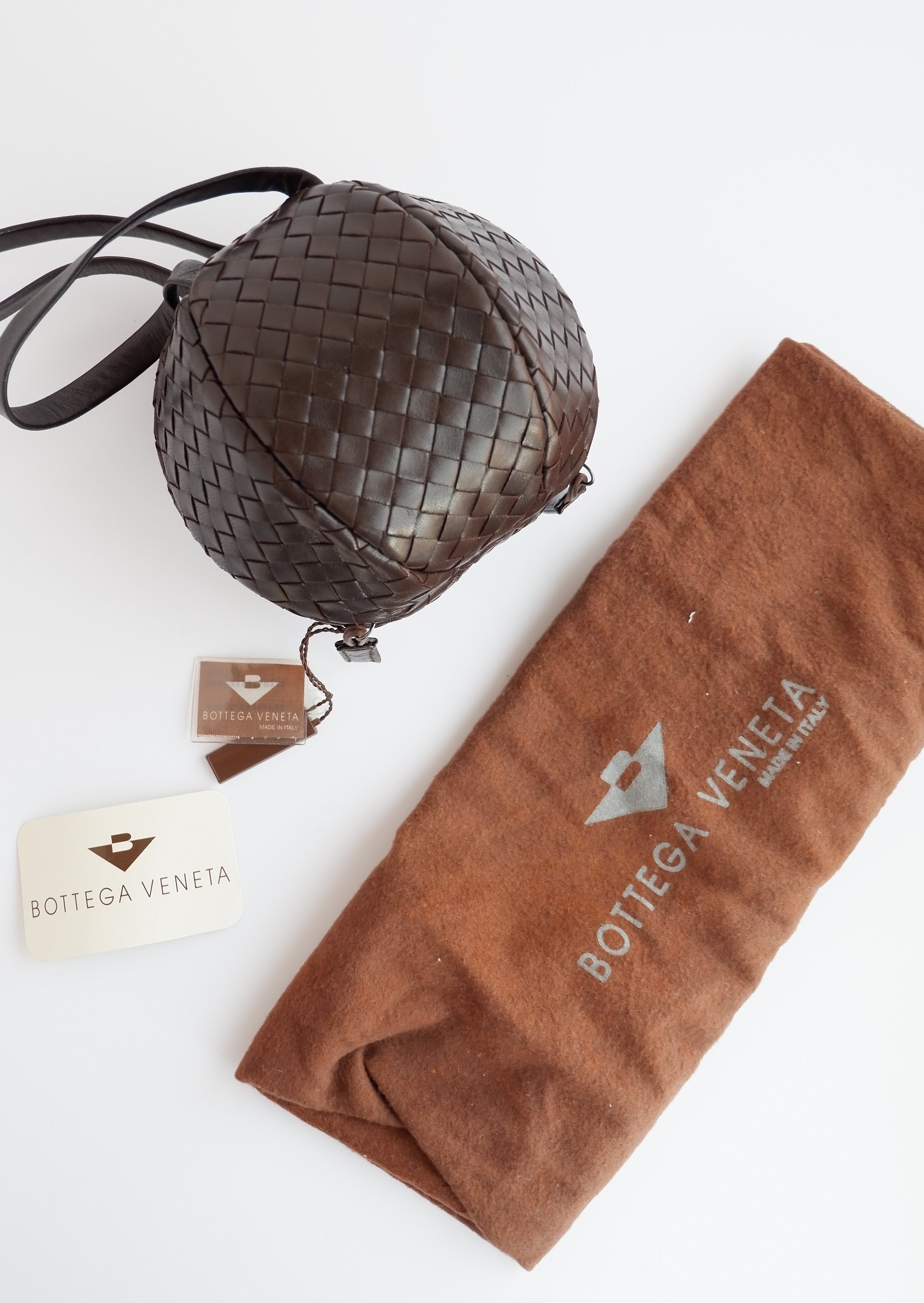 Sac à main Bottega Veneta Mava Mini marron d'occasion authentique