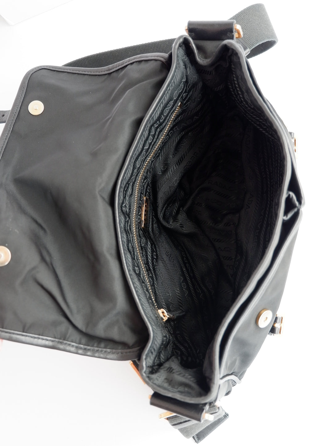 Authentique Sac bandoulière Prada en nylon et cuir noir, d'occasion