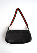 Authentique sac à bandoulière Gucci Micro en jean noir et cuir d'occasion