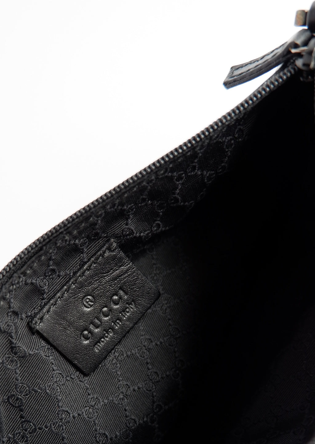 Authentique sac à bandoulière Gucci Micro en jean noir et cuir d'occasion