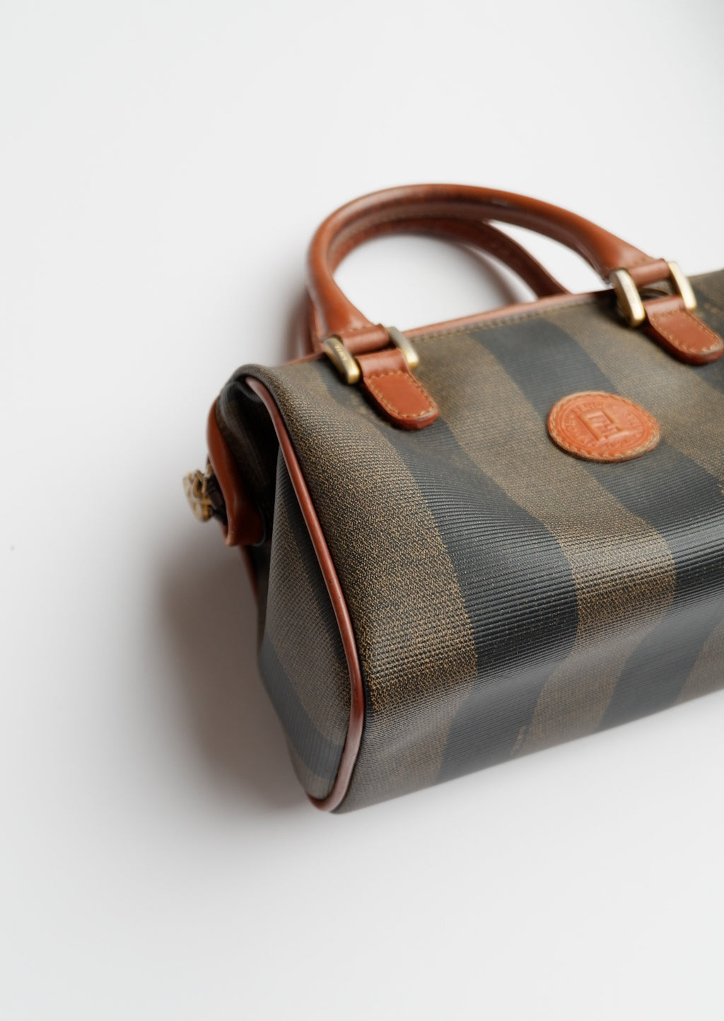 Authentic Preowned Vintage Fendi Mini Pequin Boston Bag