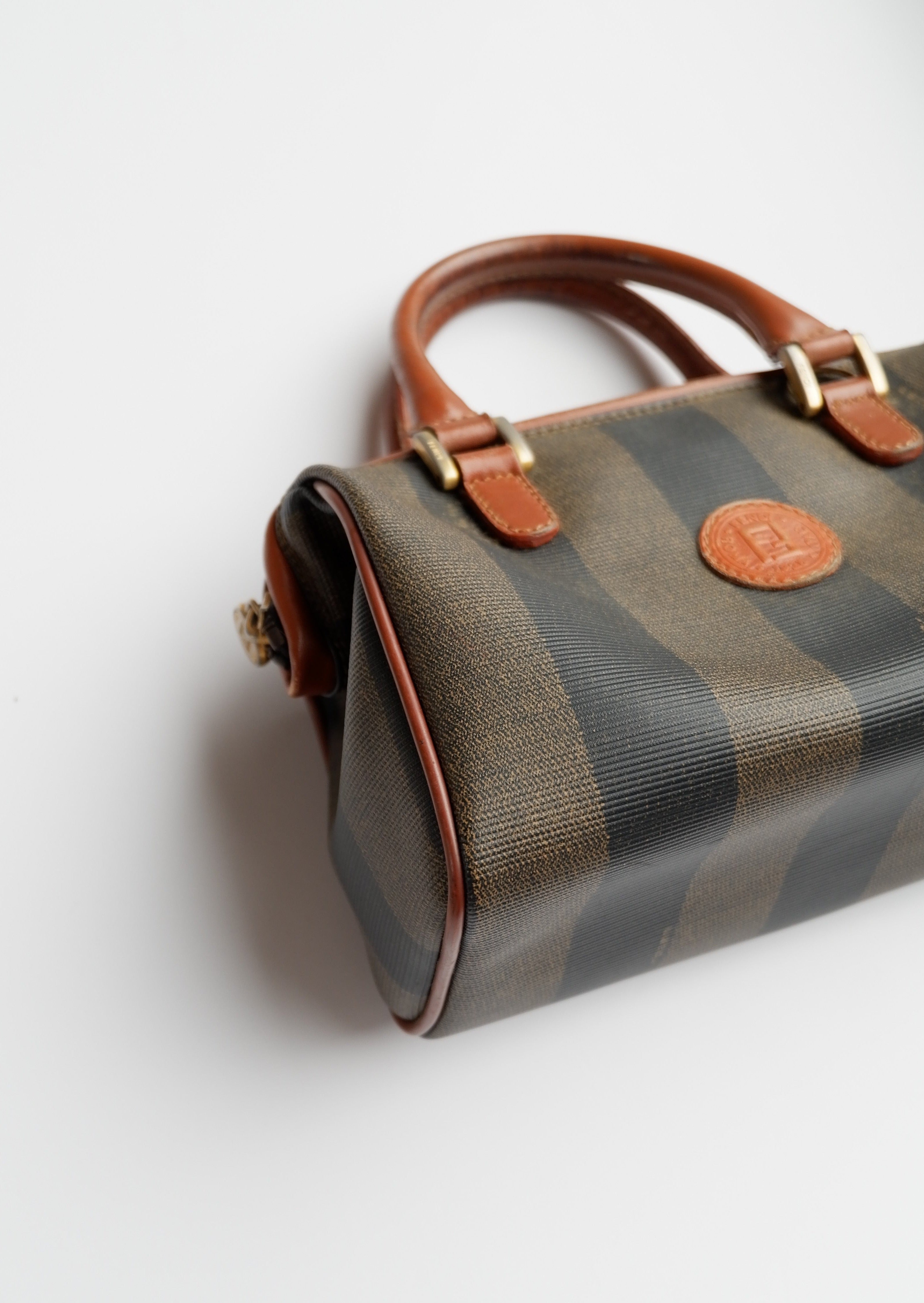 Authentic Preowned Vintage Fendi Mini Pequin Boston Bag