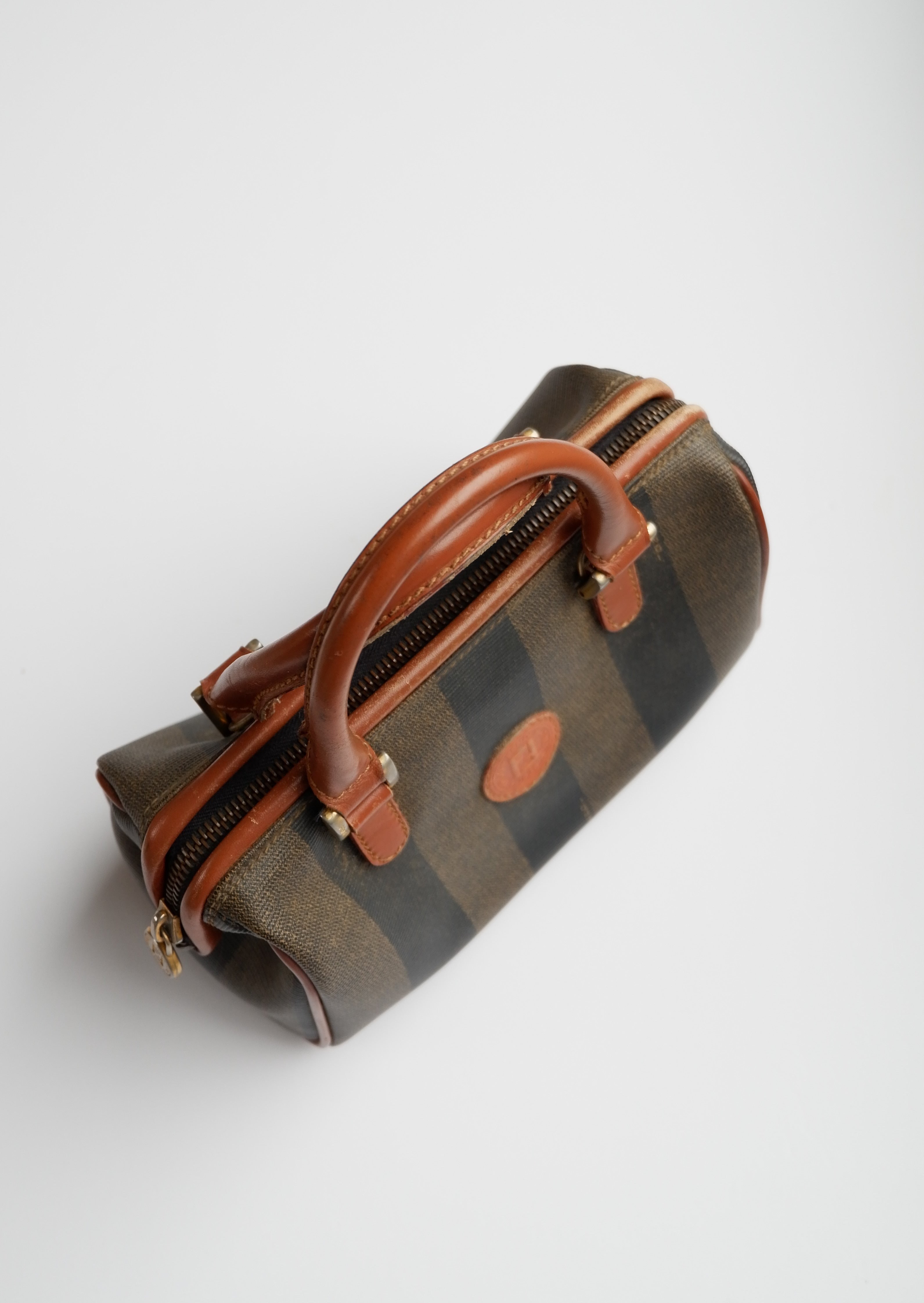 Authentic Preowned Vintage Fendi Mini Pequin Boston Bag