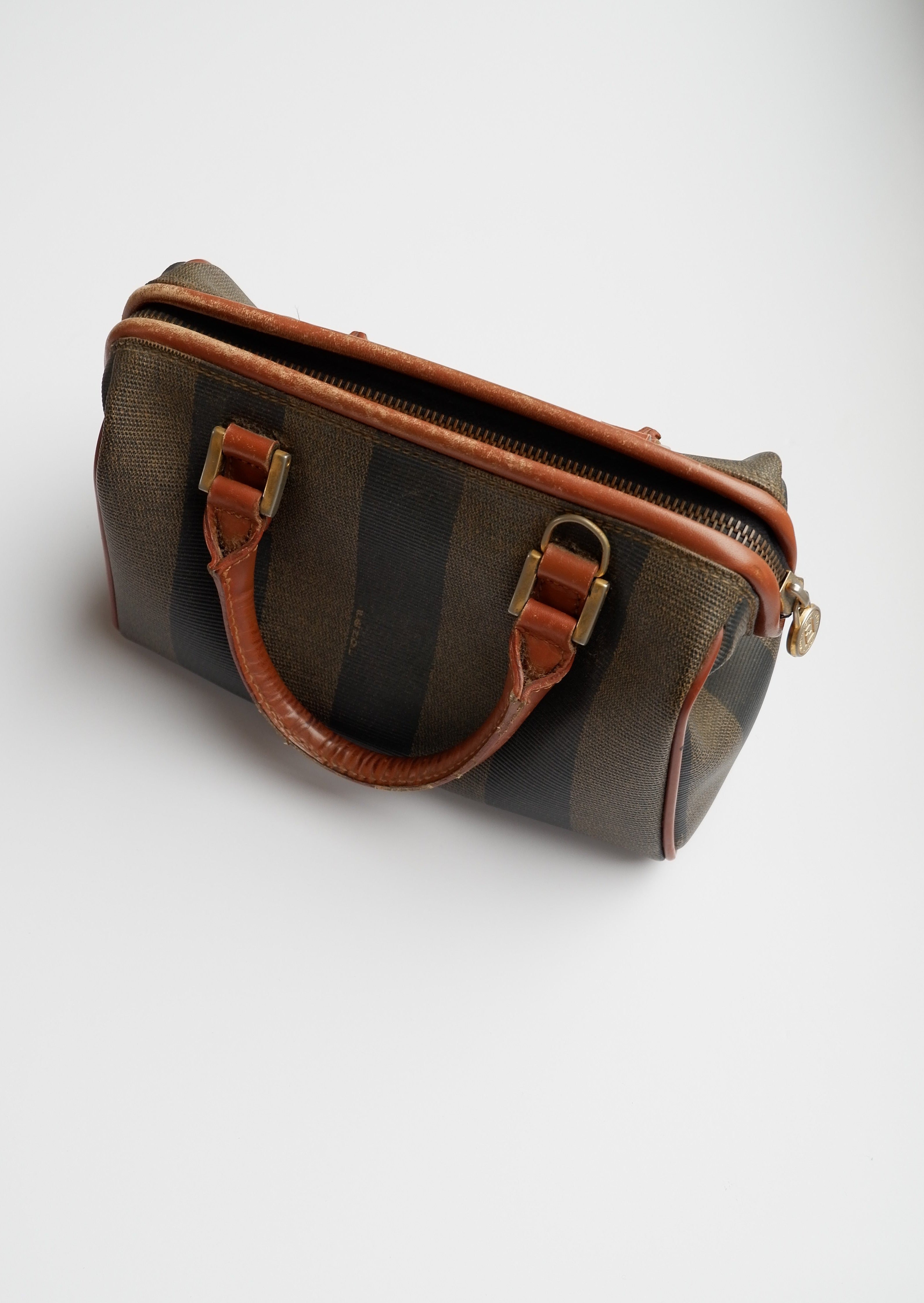 Authentic Preowned Vintage Fendi Mini Pequin Boston Bag