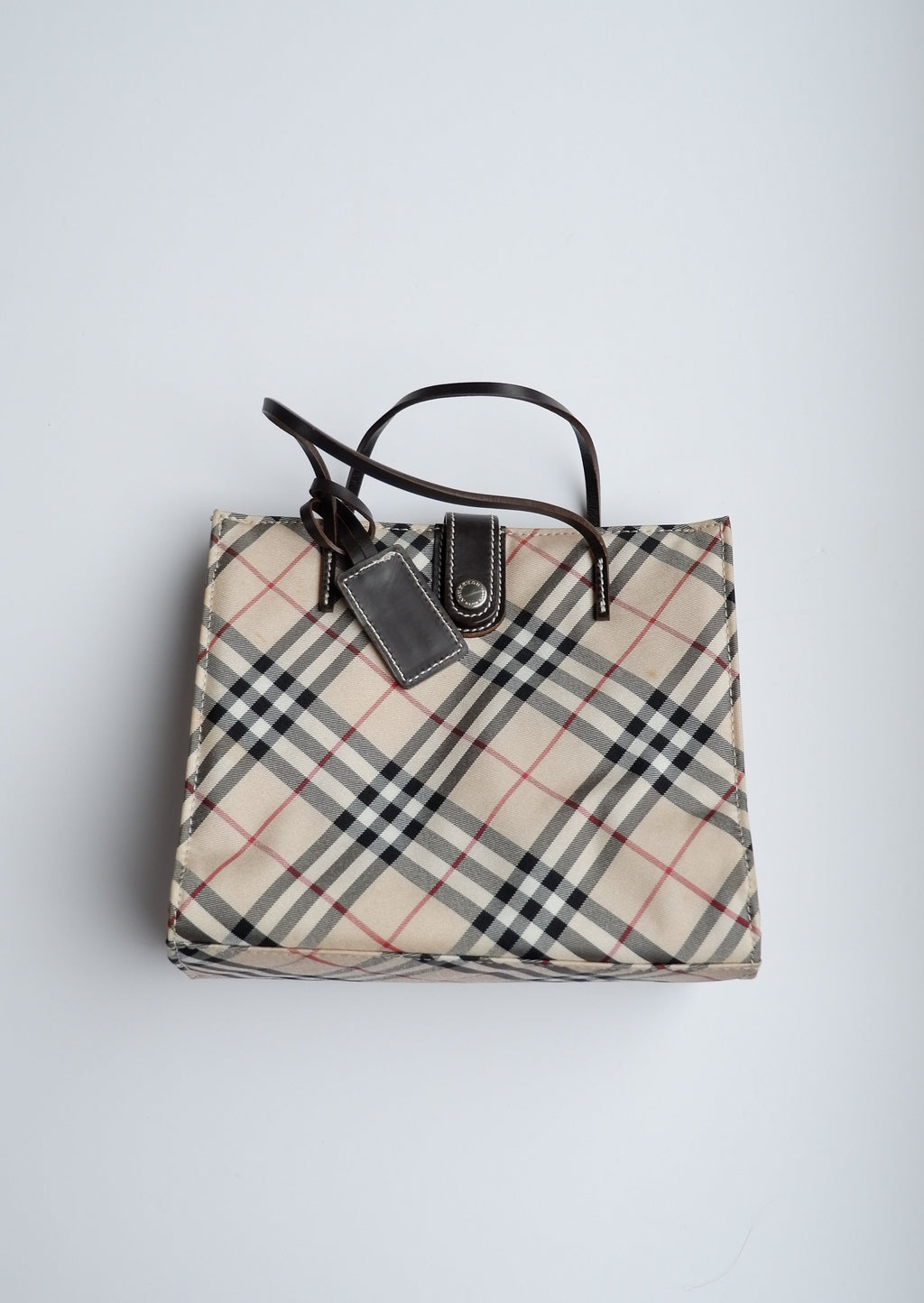 Fourre-tout micro Burberry Vintage Check authentique d'occasion avec poignée supérieure