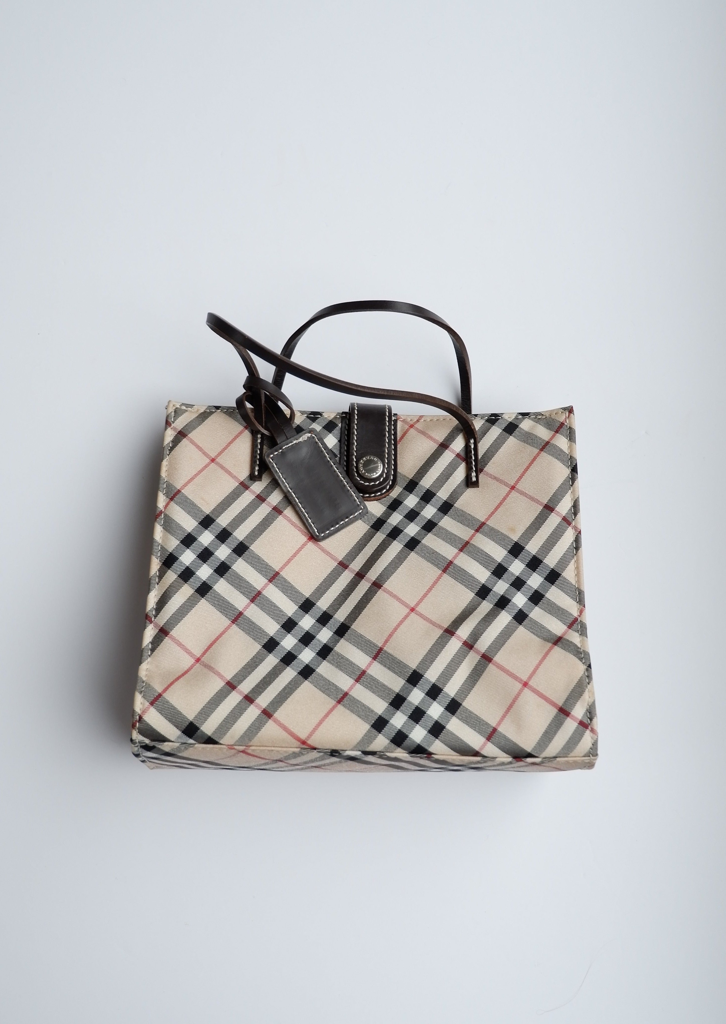 Fourre-tout micro Burberry Vintage Check authentique d'occasion avec poignée supérieure