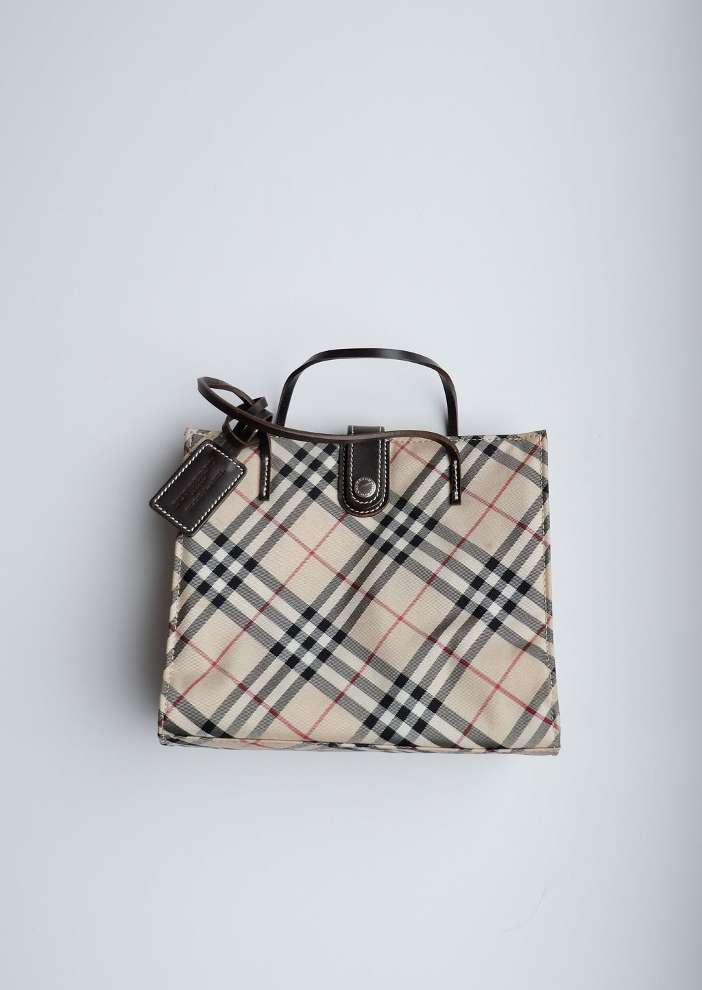 Fourre-tout micro Burberry Vintage Check authentique d'occasion avec poignée supérieure