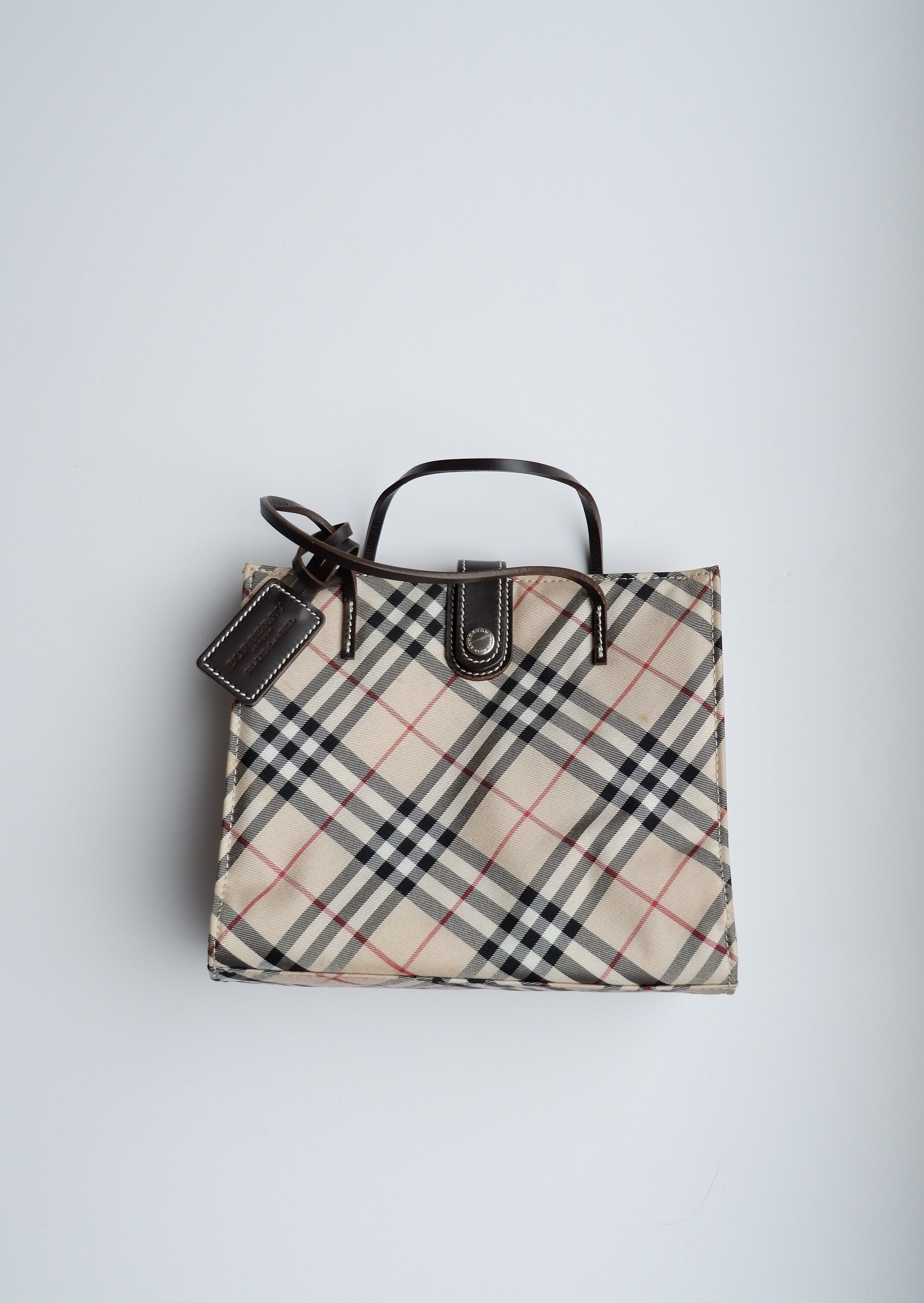 Fourre-tout micro Burberry Vintage Check authentique d'occasion avec poignée supérieure