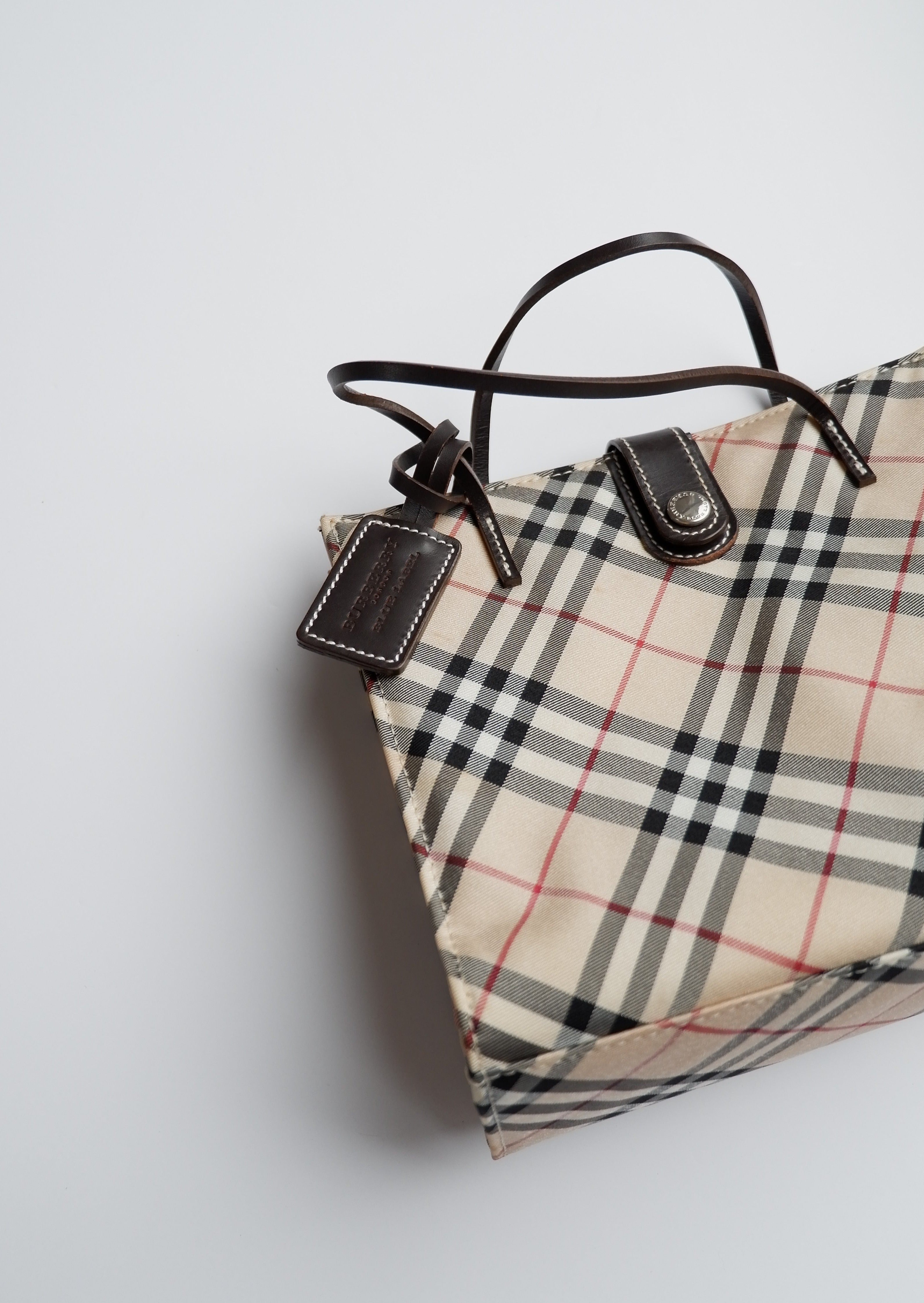 Fourre-tout micro Burberry Vintage Check authentique d'occasion avec poignée supérieure